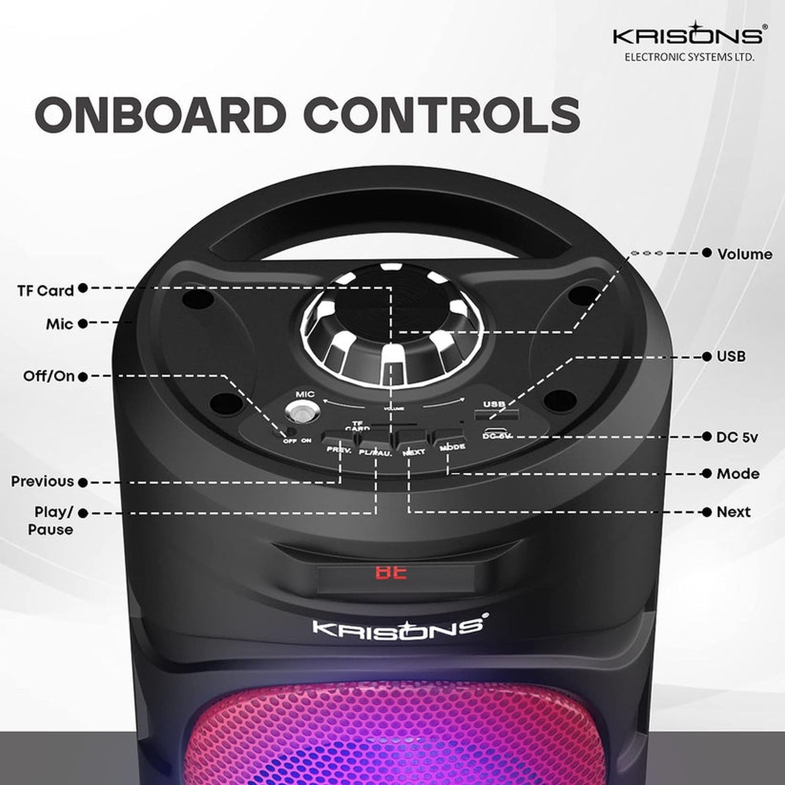 KRISONS Redstar 40W Bluetooth Party Speaker with Mic (Double 4 Woofer, 2.1 Channel, Black)_4