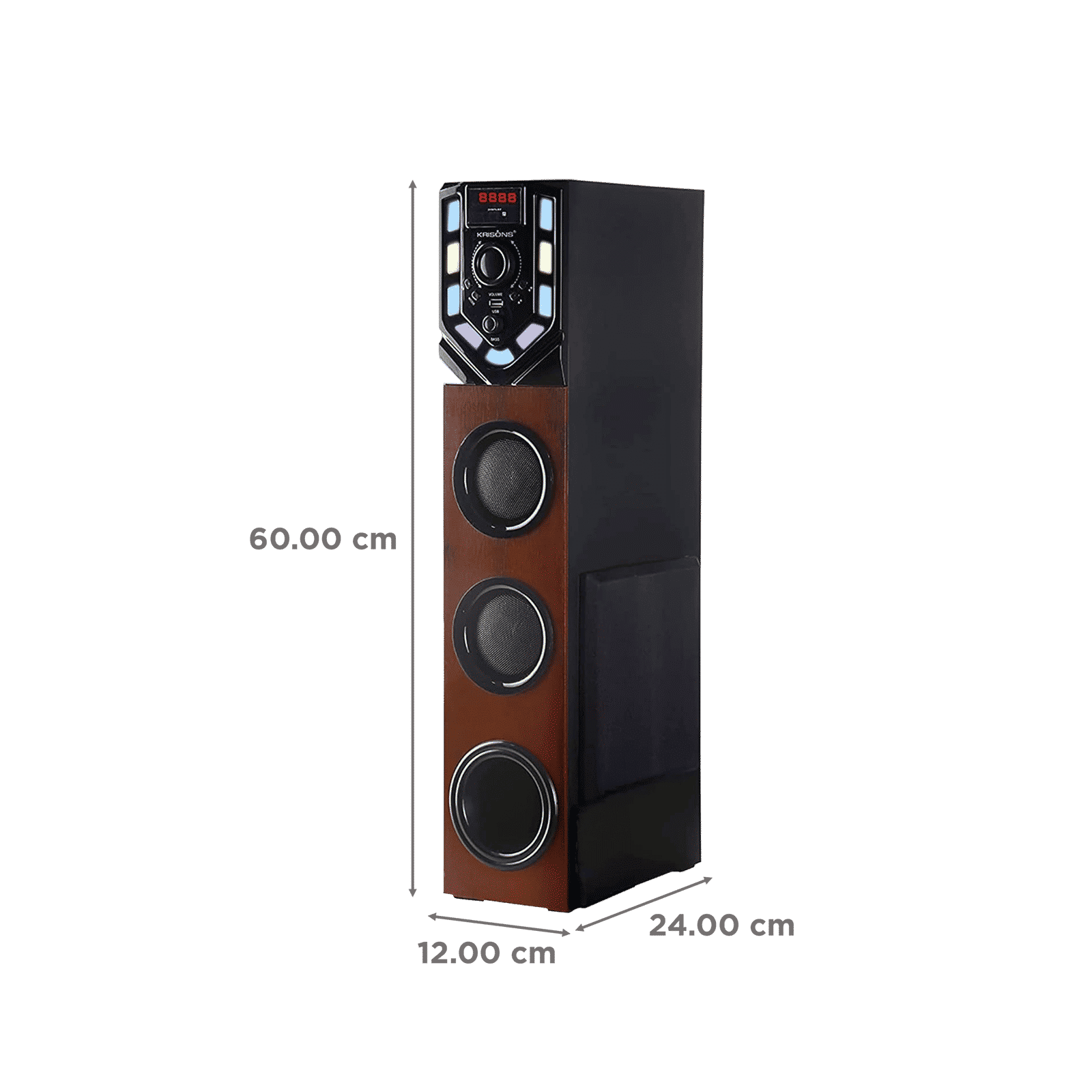 Krisons Swag Tower 90W Bluetooth Party Speaker with Mic (Built-in FM, 2.1 Channel, Black & Brown)_2