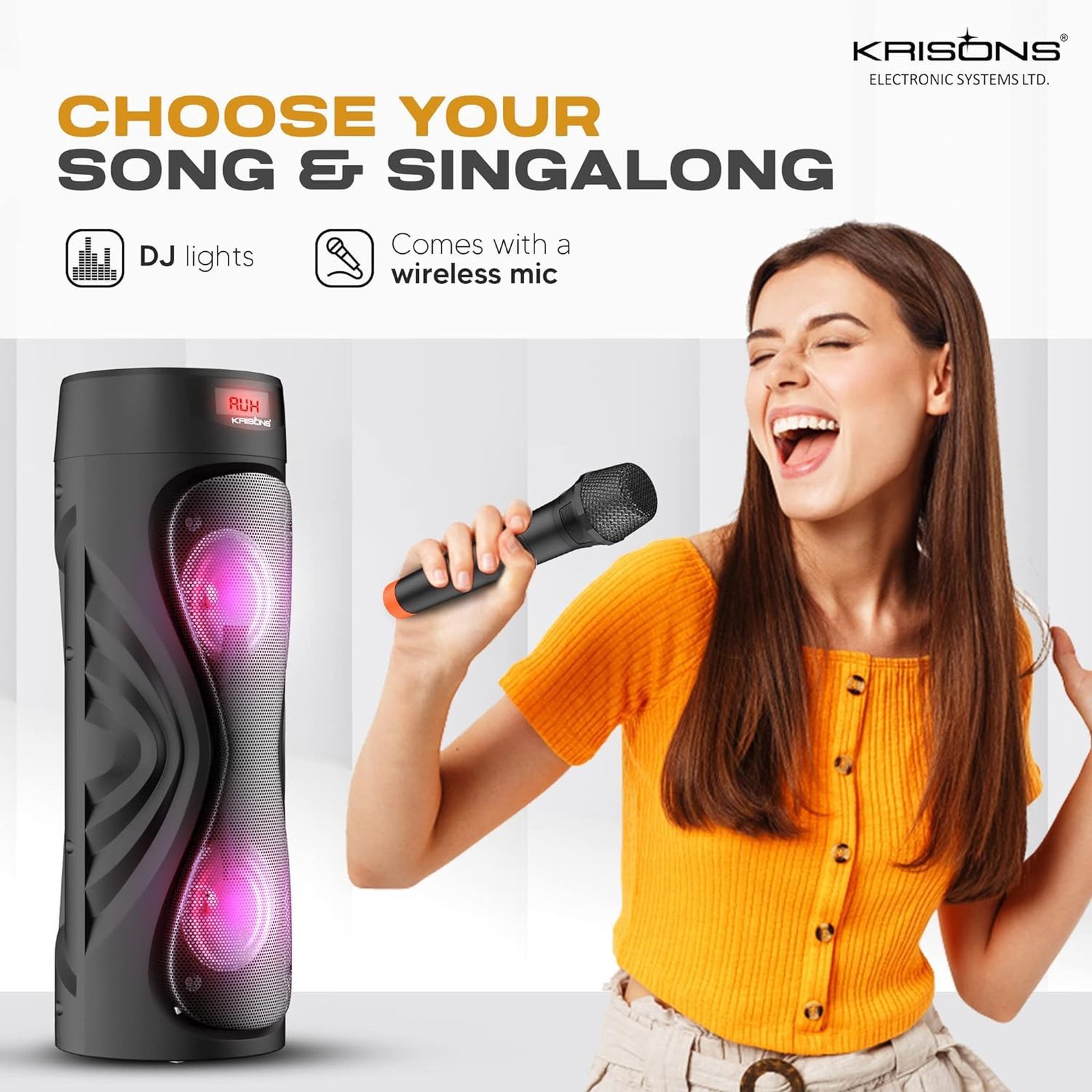 Krisons Cyclone 100W Bluetooth Party Speaker with Mic (DJ Lights, 2.1 Channel, Black) Krisons Cyclone 100W Bluetooth Party Speaker with Mic (DJ Lights, 2.1 Channel, Black)_8