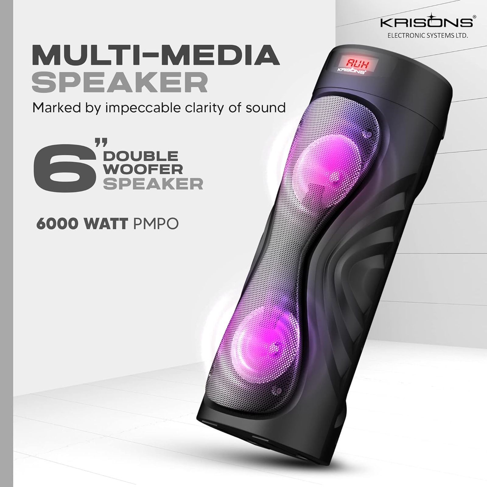 Krisons Cyclone 100W Bluetooth Party Speaker with Mic (DJ Lights, 2.1 Channel, Black) Krisons Cyclone 100W Bluetooth Party Speaker with Mic (DJ Lights, 2.1 Channel, Black)_4