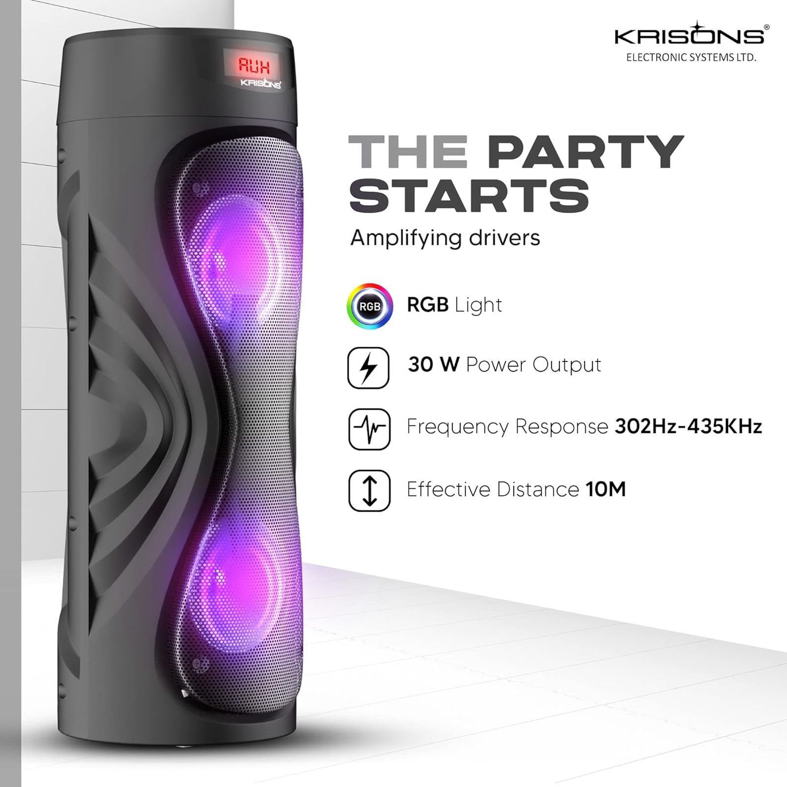 Krisons Cyclone 100W Bluetooth Party Speaker with Mic (DJ Lights, 2.1 Channel, Black) Krisons Cyclone 100W Bluetooth Party Speaker with Mic (DJ Lights, 2.1 Channel, Black)_6