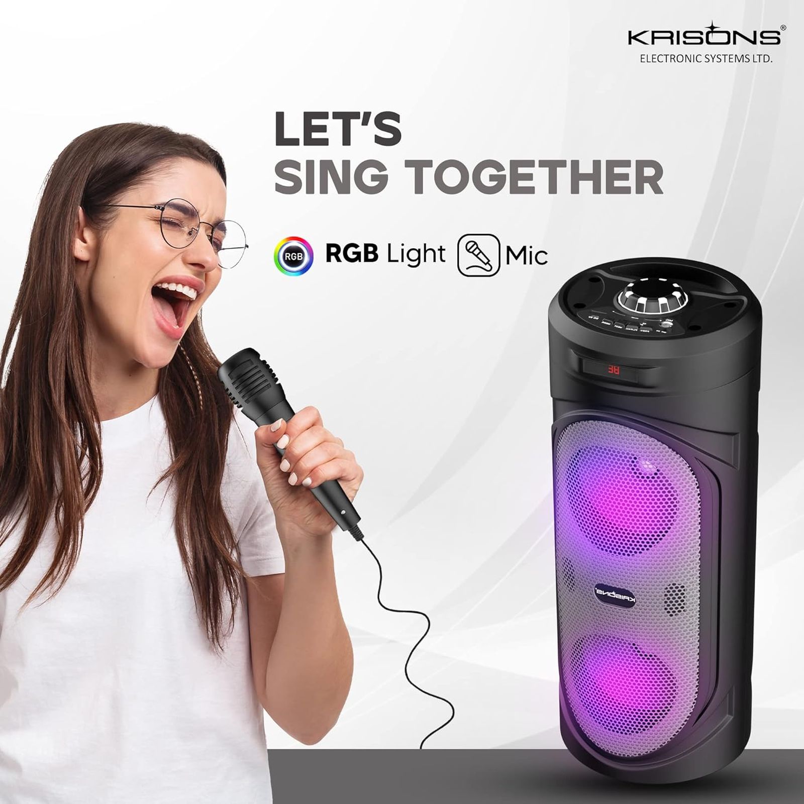 Krisons Silverstar 40W Bluetooth Party Speaker with Mic (Surround Sound, 2.1 Channel, Black) Krisons Silverstar 40W Bluetooth Party Speaker with Mic (Surround Sound, 2.1 Channel, Black)_9