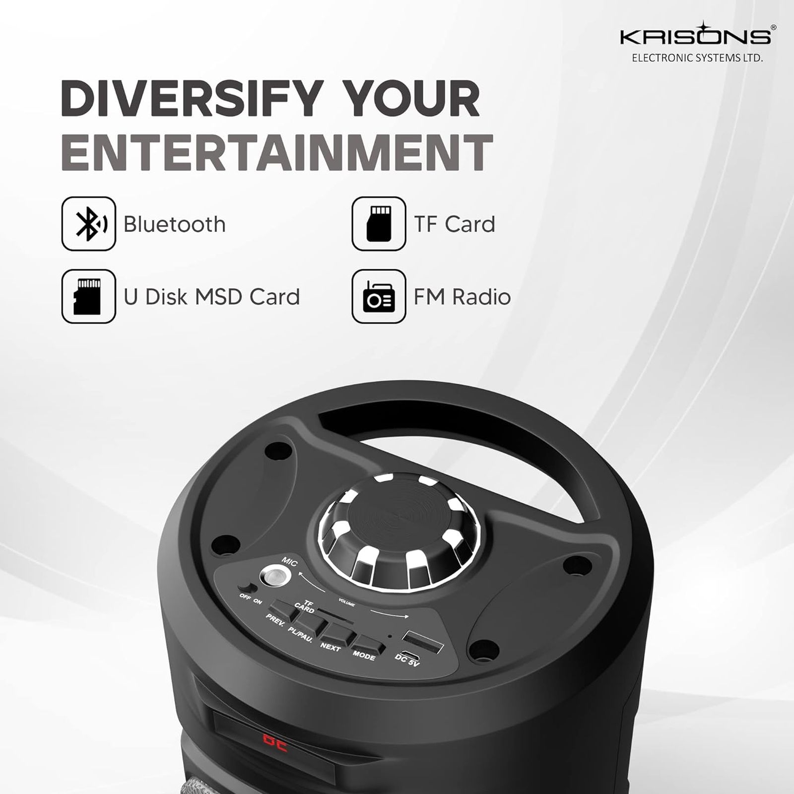 Krisons Silverstar 40W Bluetooth Party Speaker with Mic (Surround Sound, 2.1 Channel, Black) Krisons Silverstar 40W Bluetooth Party Speaker with Mic (Surround Sound, 2.1 Channel, Black)_6