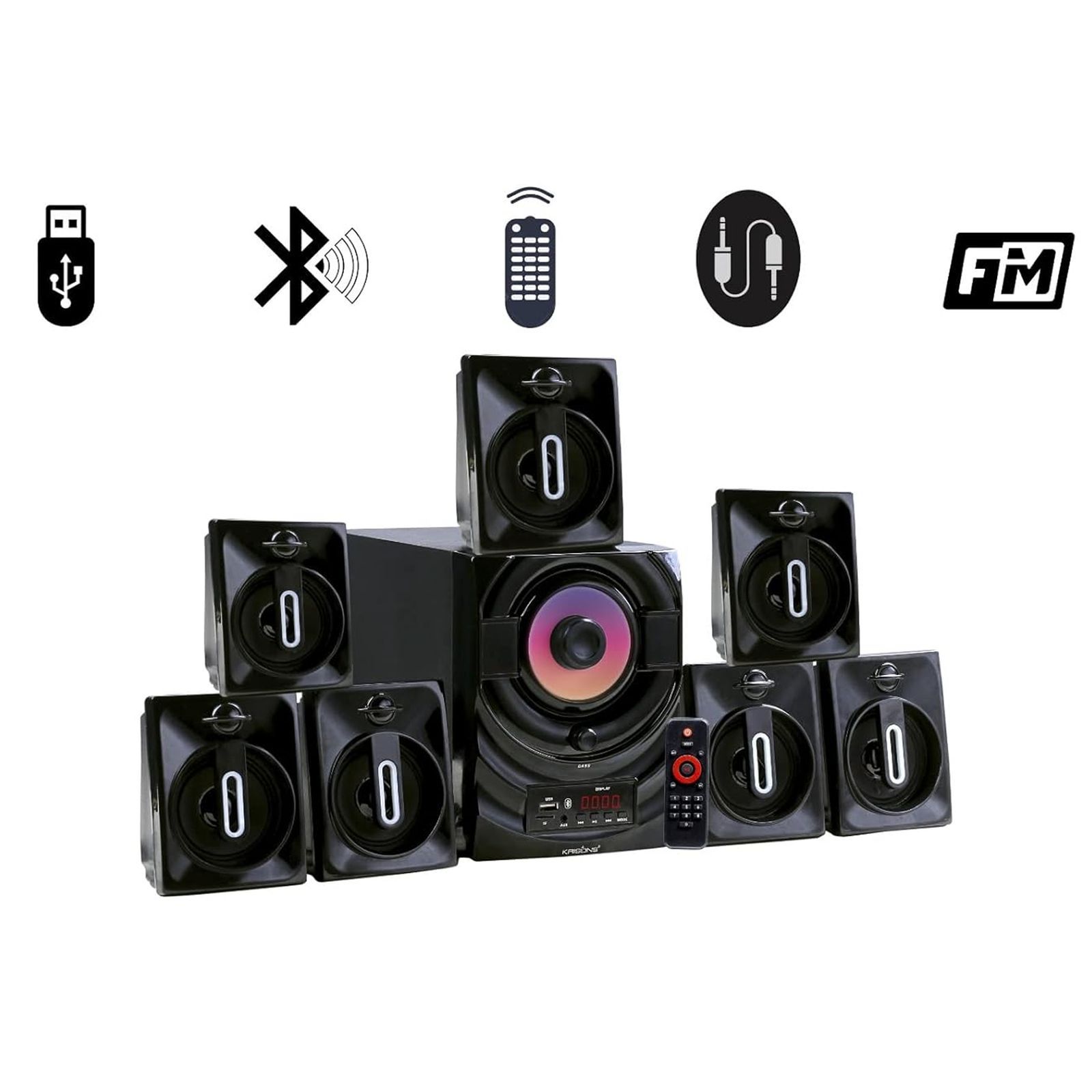 Krisons Boom 75W Bluetooth Home Theatre with Remote (7.1 Channel, Black) Krisons Boom 75W Bluetooth Home Theatre with Remote (7.1 Channel, Black)_4