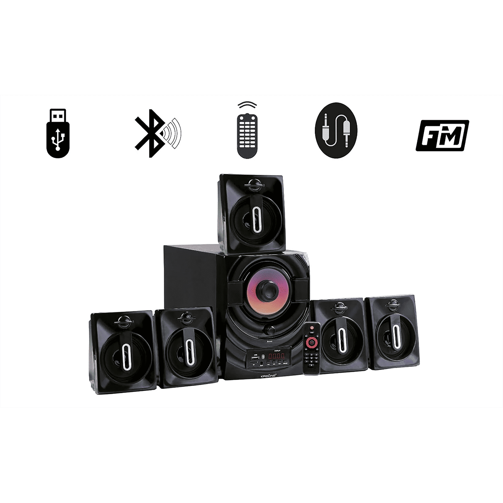 Krisons Crown 60W Bluetooth Home Theatre with Remote (5.1 Channel, Black) Krisons Crown 60W Bluetooth Home Theatre with Remote (5.1 Channel, Black)_9