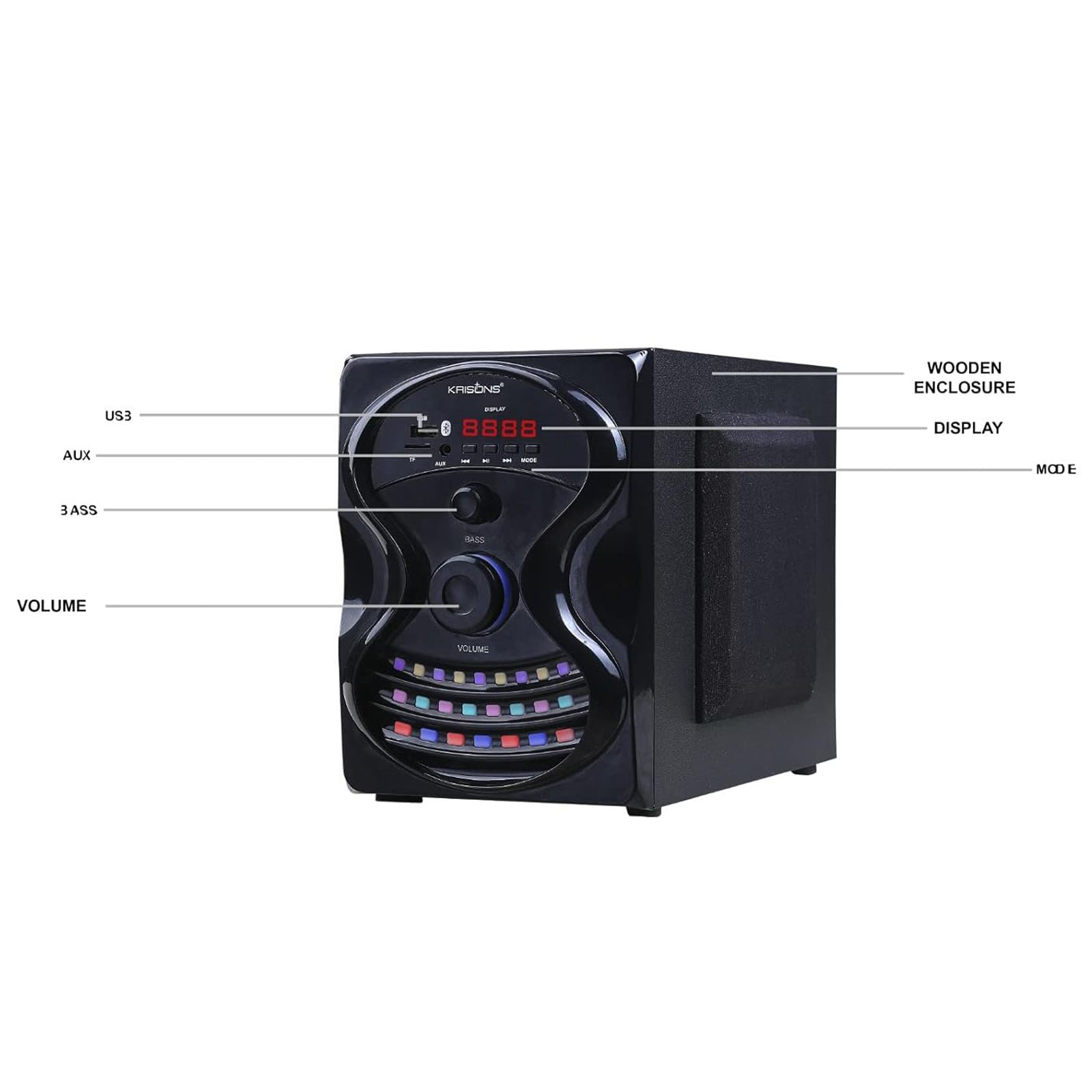 Krisons Rainbow 50W Bluetooth Home Theatre with Remote (Bass boost, 2.1 Channel, Black)_5