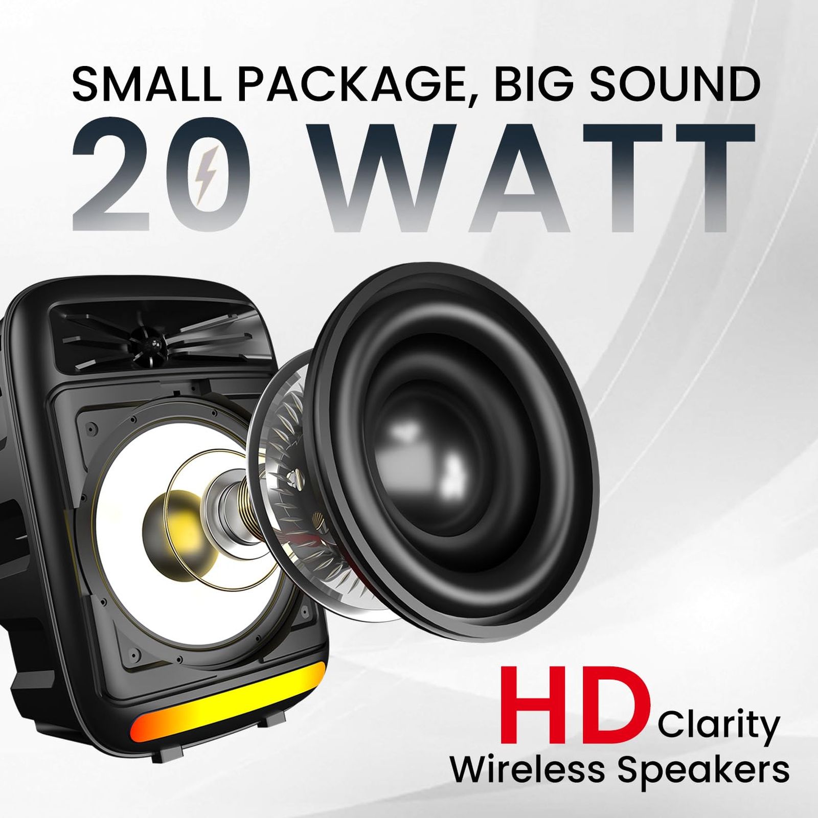 PORTRONICS Melomix 20W Portable Bluetooth Speaker (6 RGB Light Modes, Stereo Channel, Black) PORTRONICS Melomix 20W Portable Bluetooth Speaker (6 RGB Light Modes, Stereo Channel, Black)_6