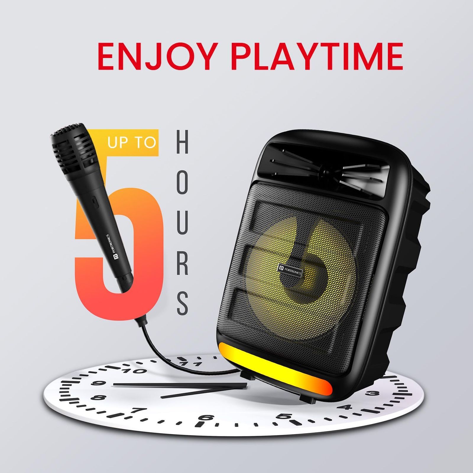 PORTRONICS Melomix 20W Portable Bluetooth Speaker (6 RGB Light Modes, Stereo Channel, Black) PORTRONICS Melomix 20W Portable Bluetooth Speaker (6 RGB Light Modes, Stereo Channel, Black)_4