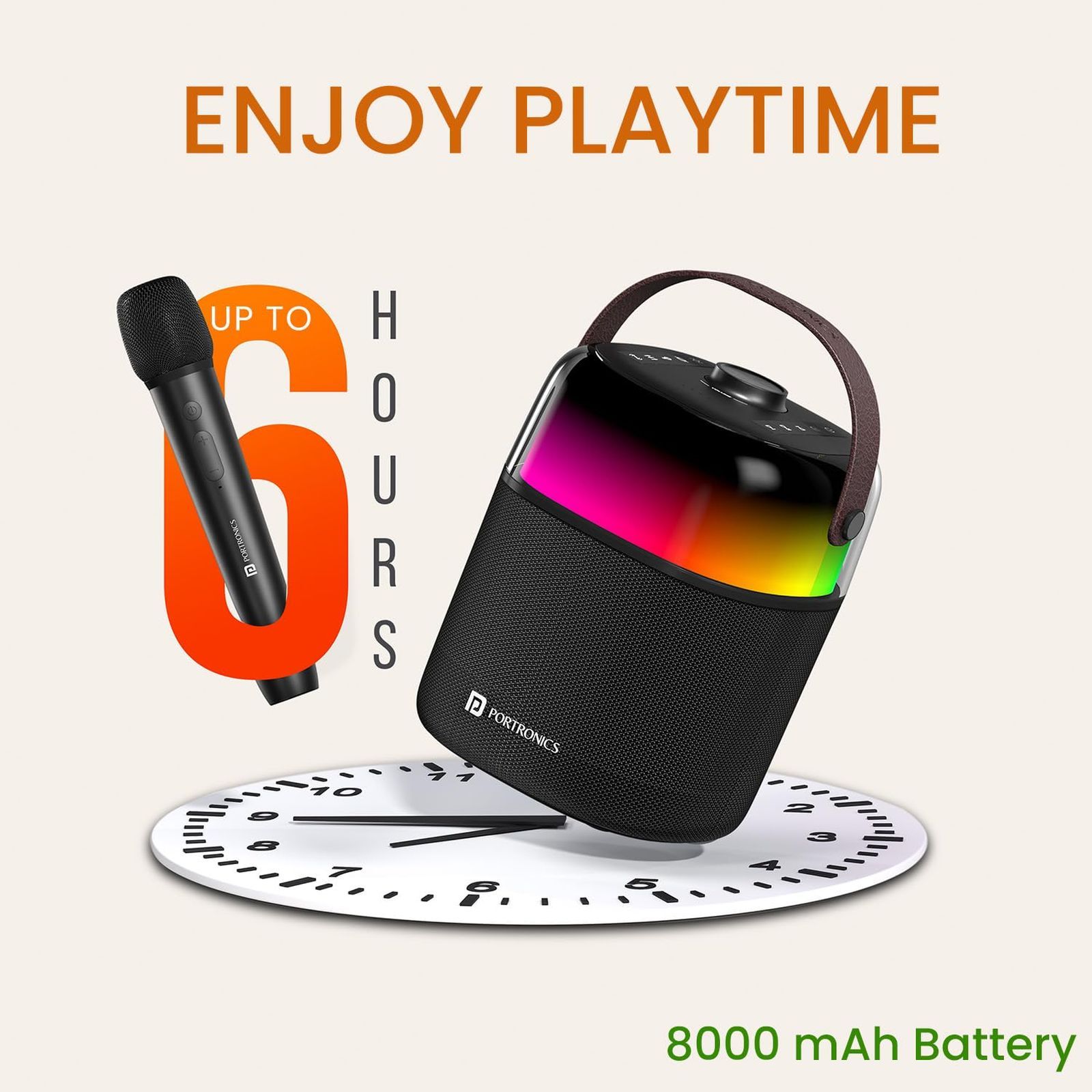 PORTRONICS Dash 4 50W Portable Bluetooth Speaker (IPX5 Water Resistant, 6 RGB Lighting Modes, Black)_5