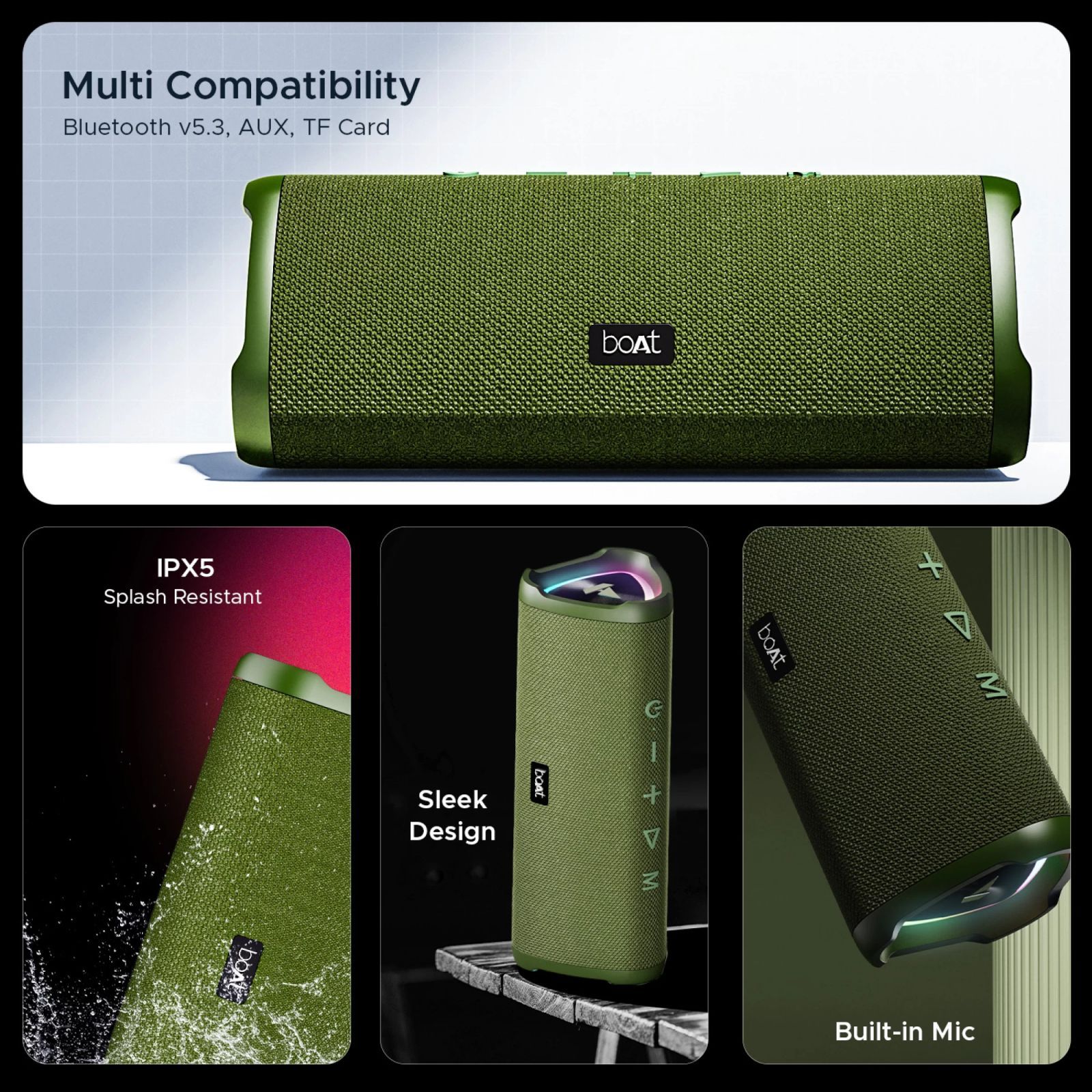 boAt Stone 750 12W Portable Bluetooth Speaker (IPX5 Water Resistant, Stereo Sound, Mono Channel, Moss Green) boAt Stone 750 12W Portable Bluetooth Speaker (IPX5 Water Resistant, Stereo Sound, Mono Channel, Moss Green)_5