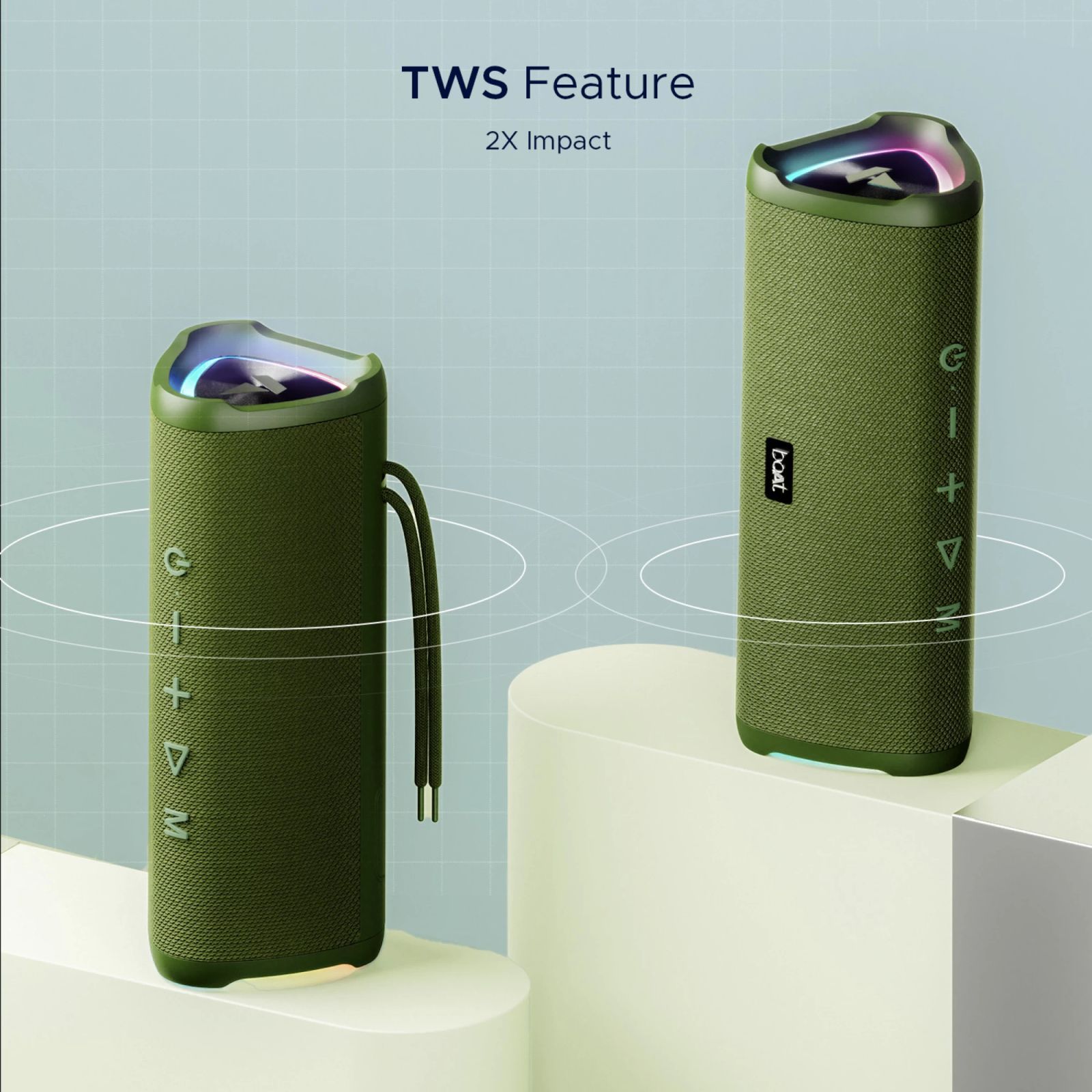 boAt Stone 750 12W Portable Bluetooth Speaker (IPX5 Water Resistant, Stereo Sound, Mono Channel, Moss Green)_6