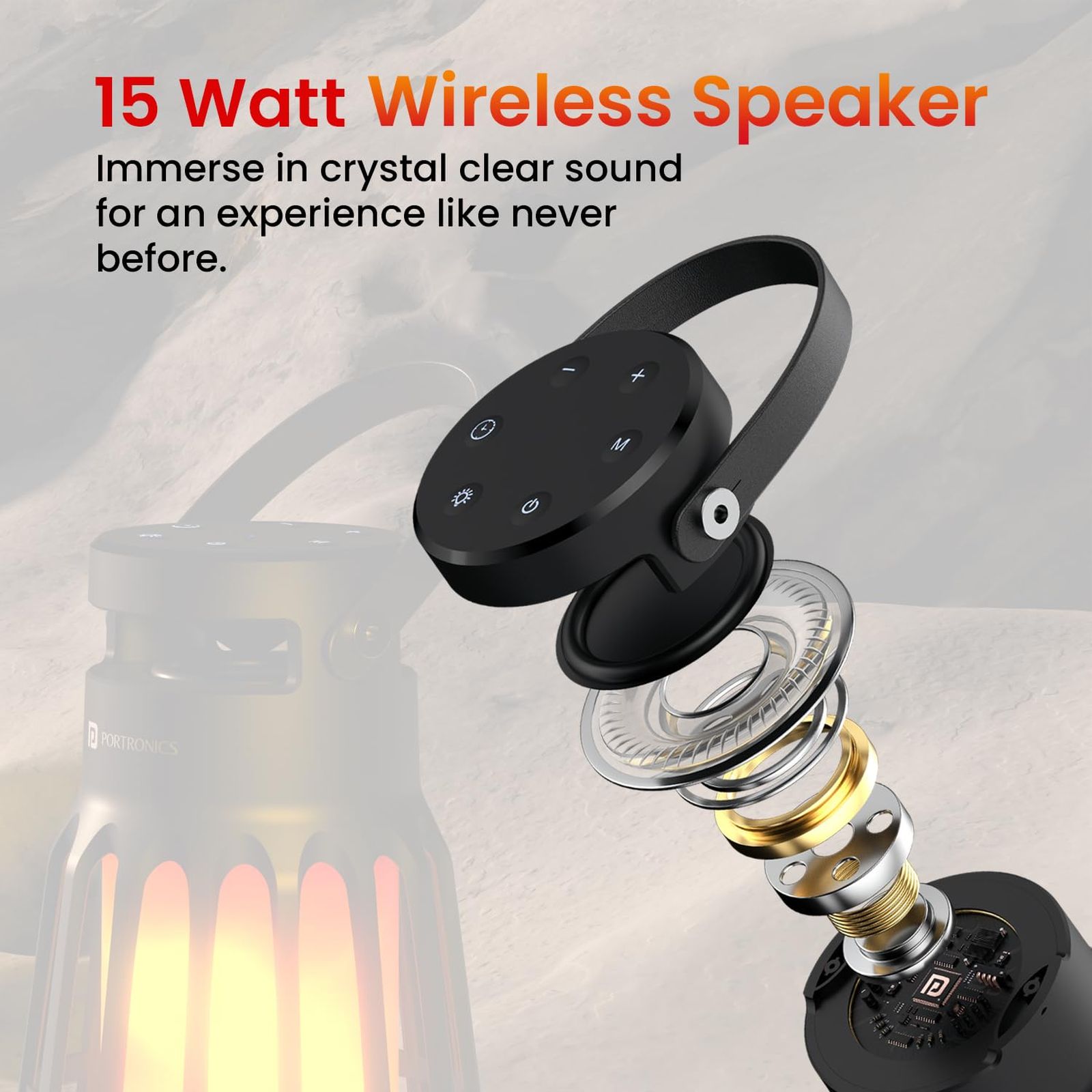 PORTRONICS Dash 6 15W Portable Bluetooth Speaker (IPX65 Water Resistant, LED Night Lamp, Black)_8