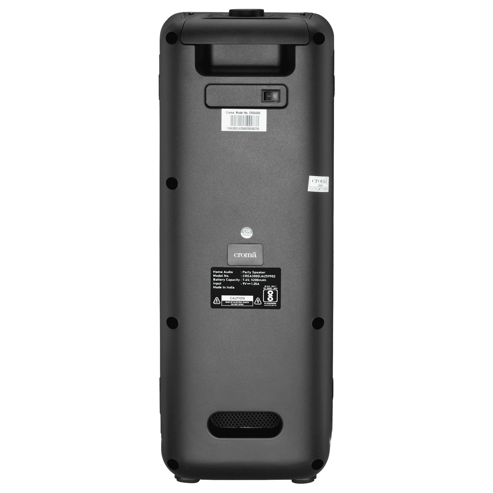 Croma 50W Bluetooth Party Speaker with Mic (Lightweight, Stereo Channel, Black) Croma 50W Bluetooth Party Speaker with Mic (Lightweight, Stereo Channel, Black)_6