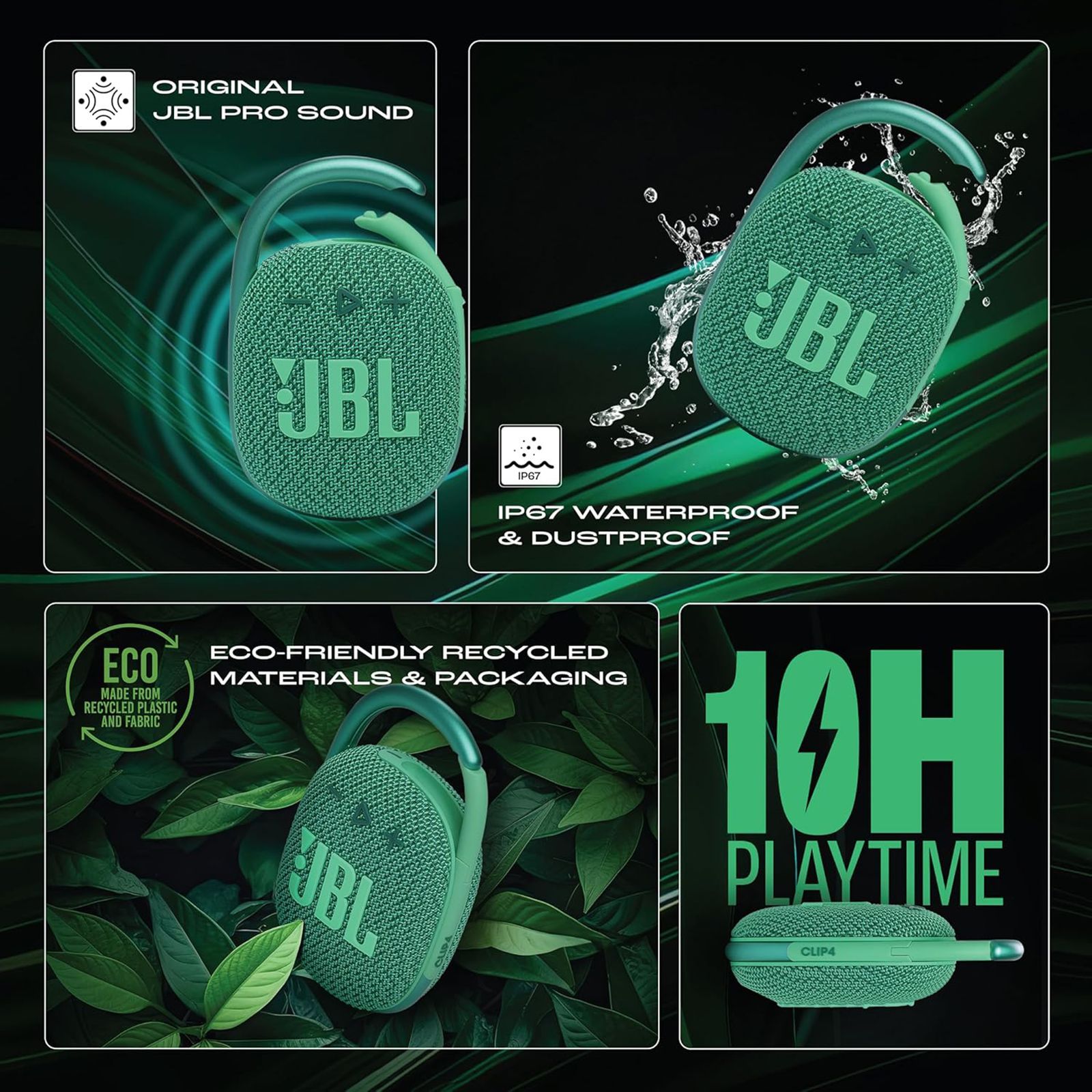 JBL Clip 4 Eco 5W Portable Bluetooth Speaker (IP67 Waterproof, 10 Hours Playtime, Green)_17