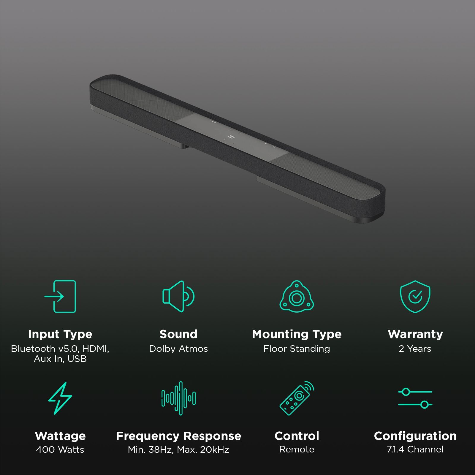 SENNHEISER AMBEO Plus 400W Bluetooth SoundBar with Remote (Dolby Atmos, 7.1.4 Channel, Black) SENNHEISER AMBEO Plus 400W Bluetooth SoundBar with Remote (Dolby Atmos, 7.1.4 Channel, Black)_2