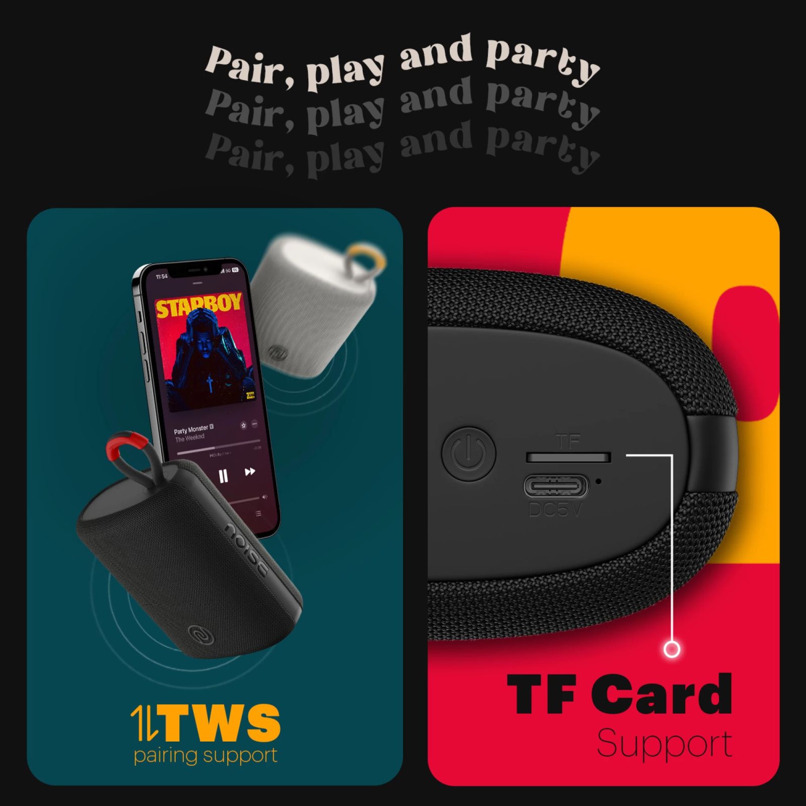 noise VIBE 2 5W Portable Bluetooth Speaker (IPX7 Water Resistant, TWS Pairing, Stereo Channel, Wandering Black) noise VIBE 2 5W Portable Bluetooth Speaker (IPX7 Water Resistant, TWS Pairing, Stereo Channel, Wandering Black)_11