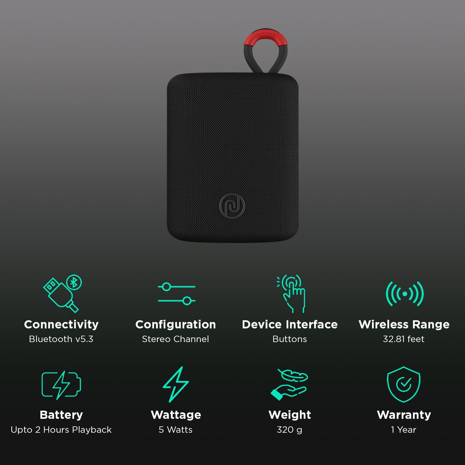 noise VIBE 2 5W Portable Bluetooth Speaker (IPX7 Water Resistant, TWS Pairing, Stereo Channel, Wandering Black) noise VIBE 2 5W Portable Bluetooth Speaker (IPX7 Water Resistant, TWS Pairing, Stereo Channel, Wandering Black)_2