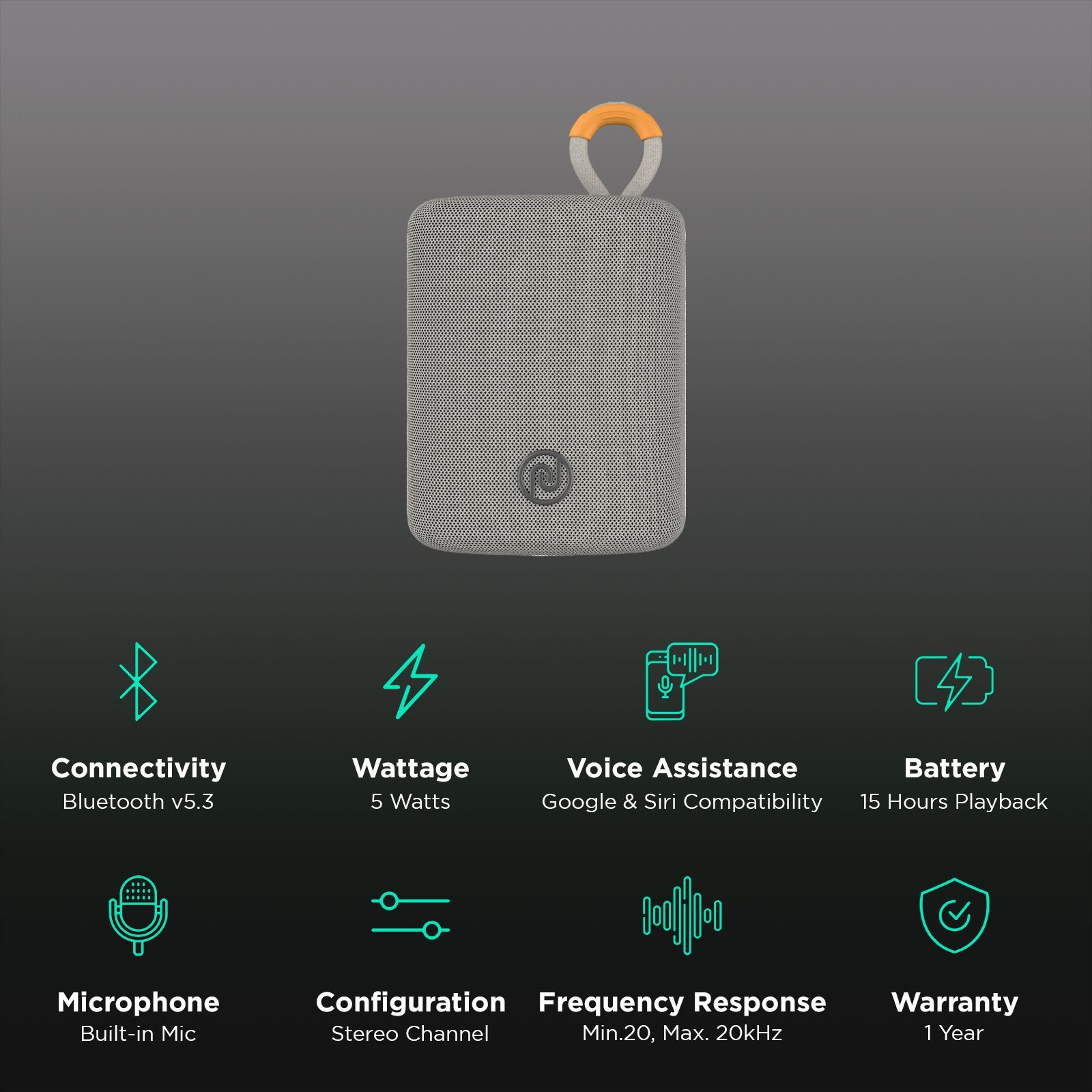 noise VIBE 2 5W Portable Bluetooth Speaker (IPX7 Water Resistant, TWS Pairing, Stereo Channel, Steely Grey) noise VIBE 2 5W Portable Bluetooth Speaker (IPX7 Water Resistant, TWS Pairing, Stereo Channel, Steely Grey)_2