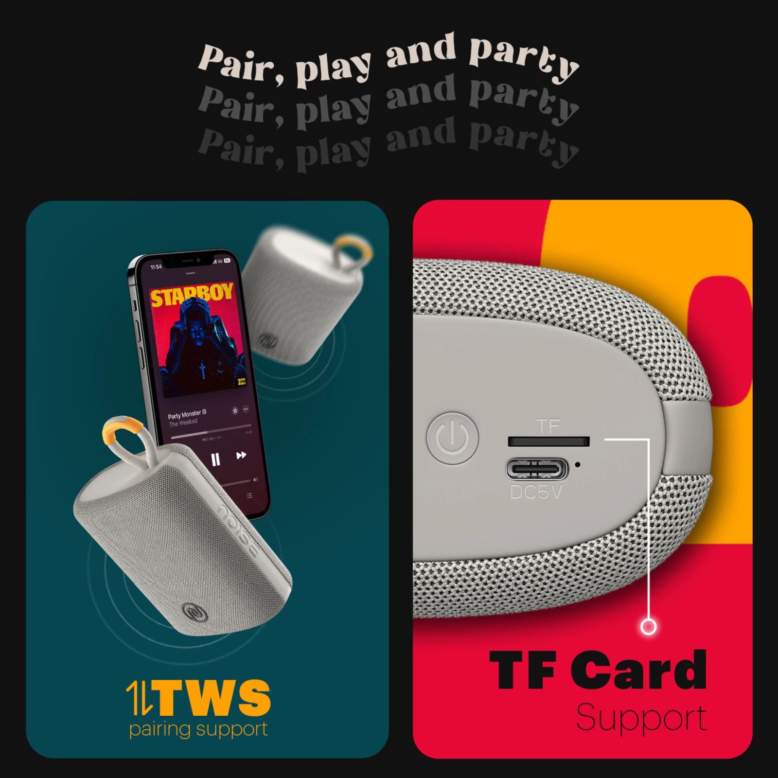 noise VIBE 2 5W Portable Bluetooth Speaker (IPX7 Water Resistant, TWS Pairing, Stereo Channel, Steely Grey) noise VIBE 2 5W Portable Bluetooth Speaker (IPX7 Water Resistant, TWS Pairing, Stereo Channel, Steely Grey)_4