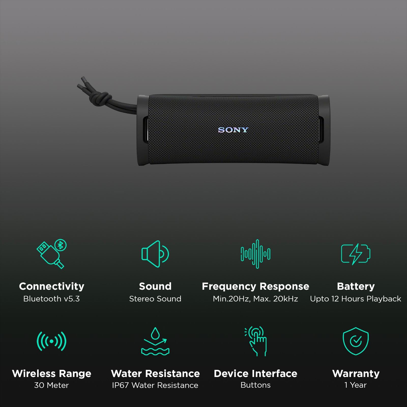 SONY ULT Field 1 Portable Bluetooth Speaker (IP67 Waterproof, Massive Bass, Black) SONY ULT Field 1 Portable Bluetooth Speaker (IP67 Waterproof, Massive Bass, Black)_2
