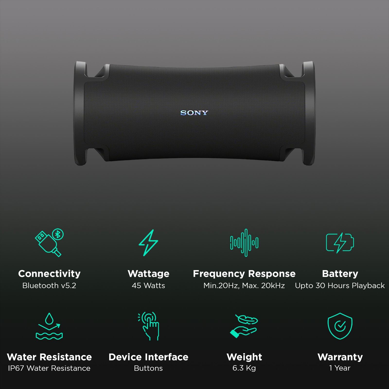 SONY ULT Field 7 Portable Bluetooth Speaker (IP67 Waterproof, Black)_2