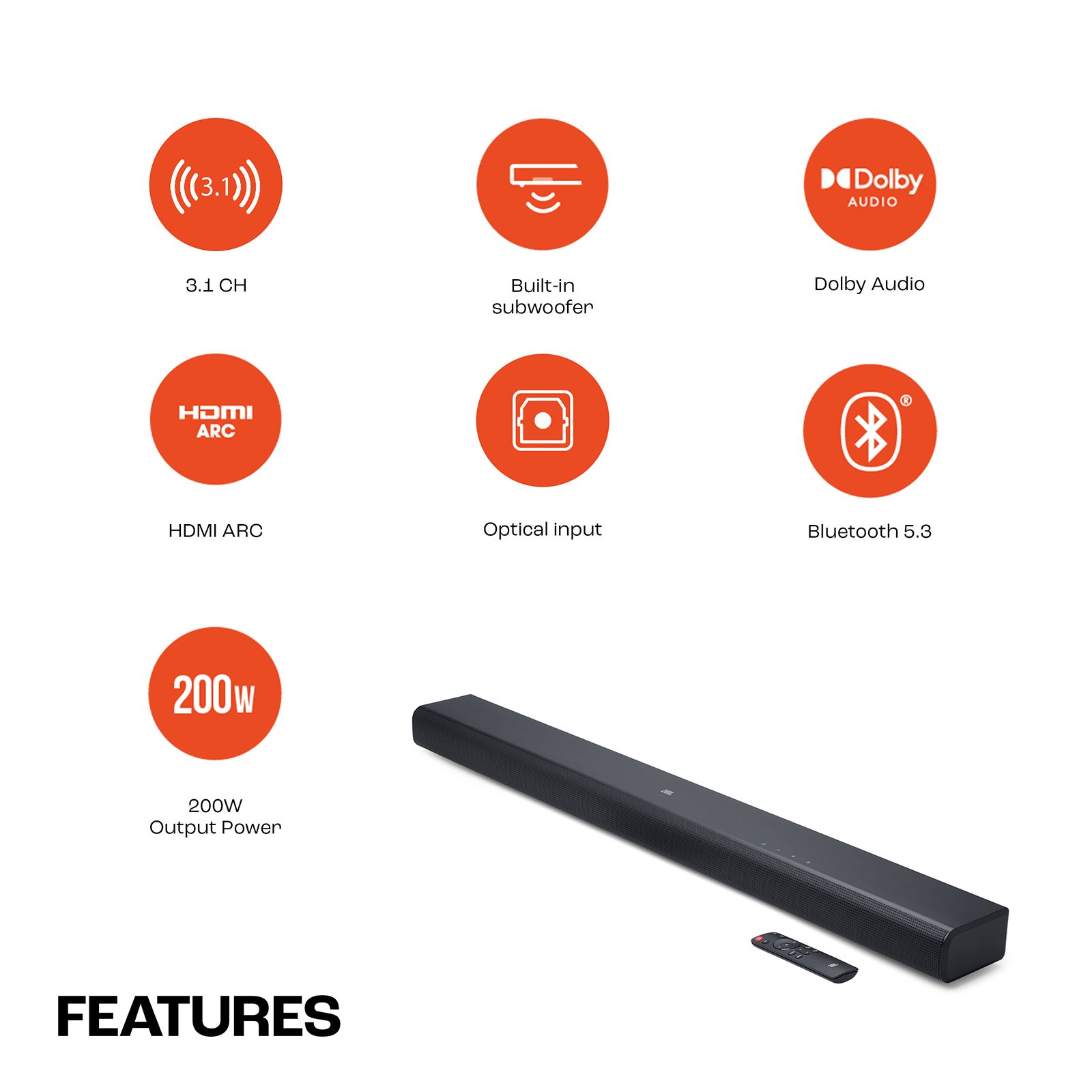 JBL Cinema SB510 200W Soundbar with Remote (Dolby Audio, 3.1 Channel, Black) JBL Cinema SB510 200W Soundbar with Remote (Dolby Audio, 3.1 Channel, Black)_13