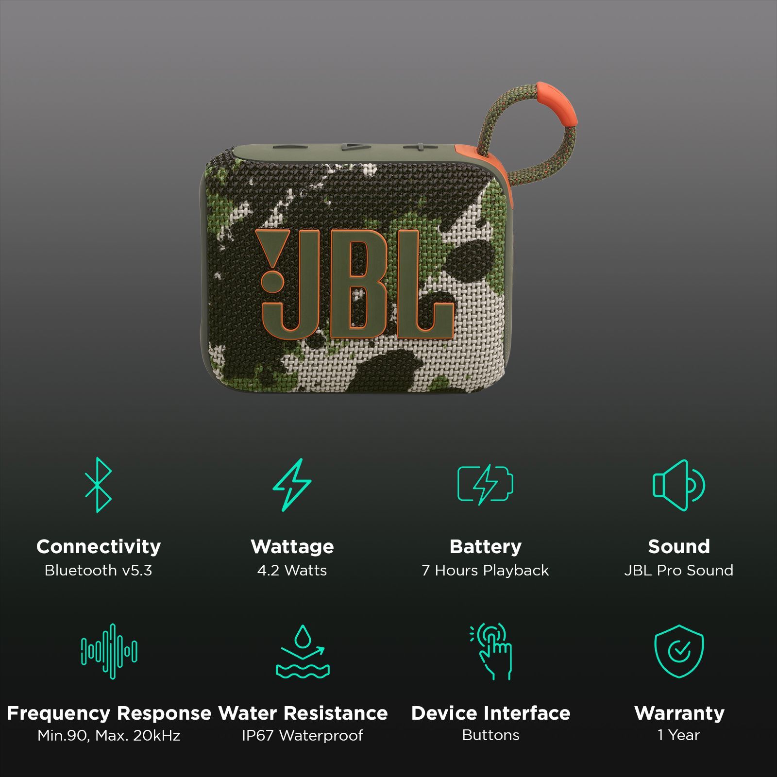 JBL Go 4 4.2W Portable Bluetooth Speaker (IP67 Water and Dust Proof, JBL Pro Sound with Punchy Bass, Squad)_2