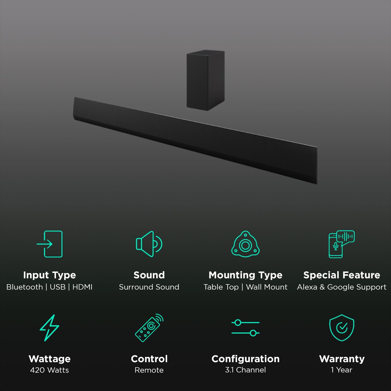 LG SG10TY 78W Bluetooth Soundbar with Remote (Dolby Digital, 3.1 Channel, Black)_2