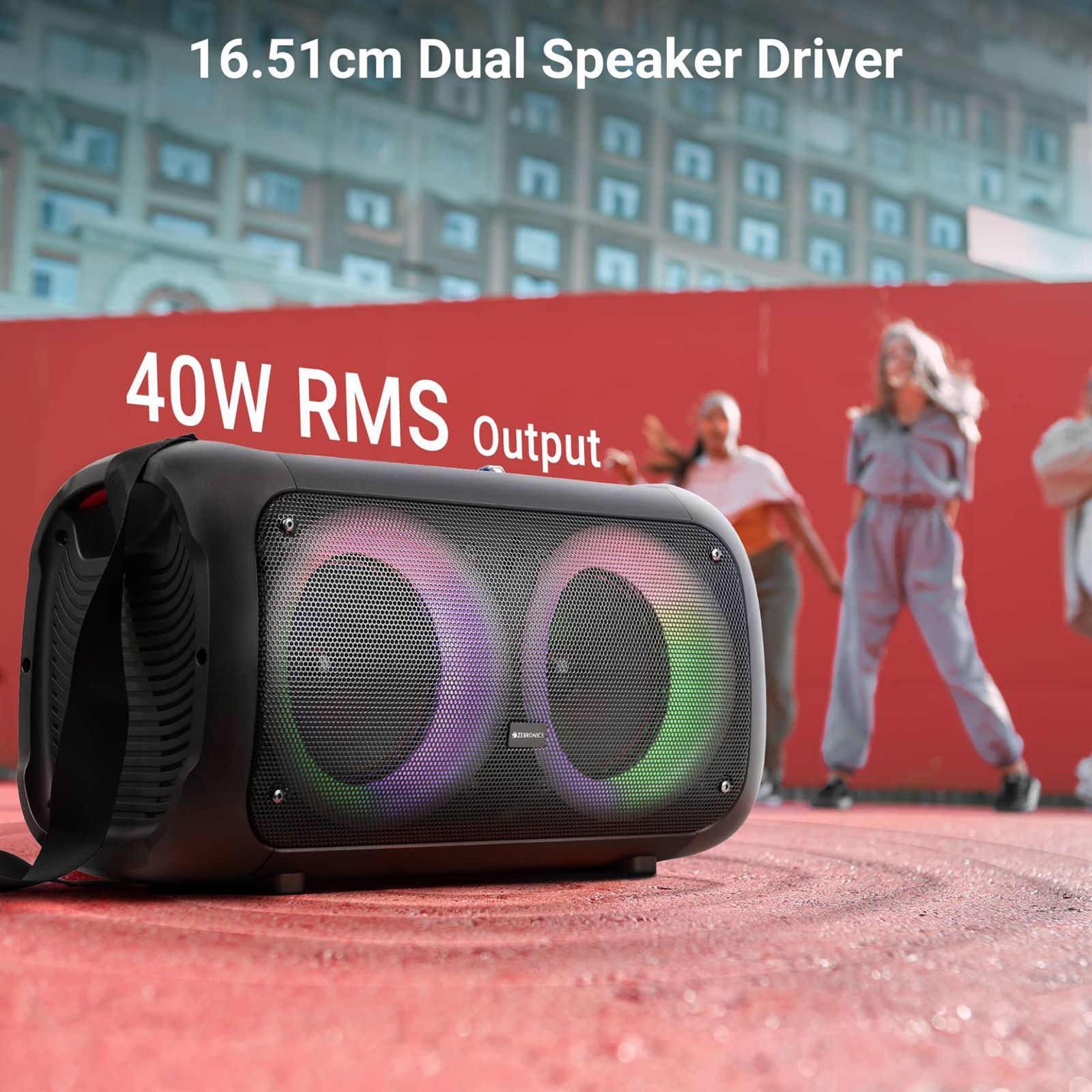 ZEBRONICS Zeb-Thump 400 40W Bluetooth Party Speaker with Mic (10 Hours Playtime, Mono Channel, Black)_9