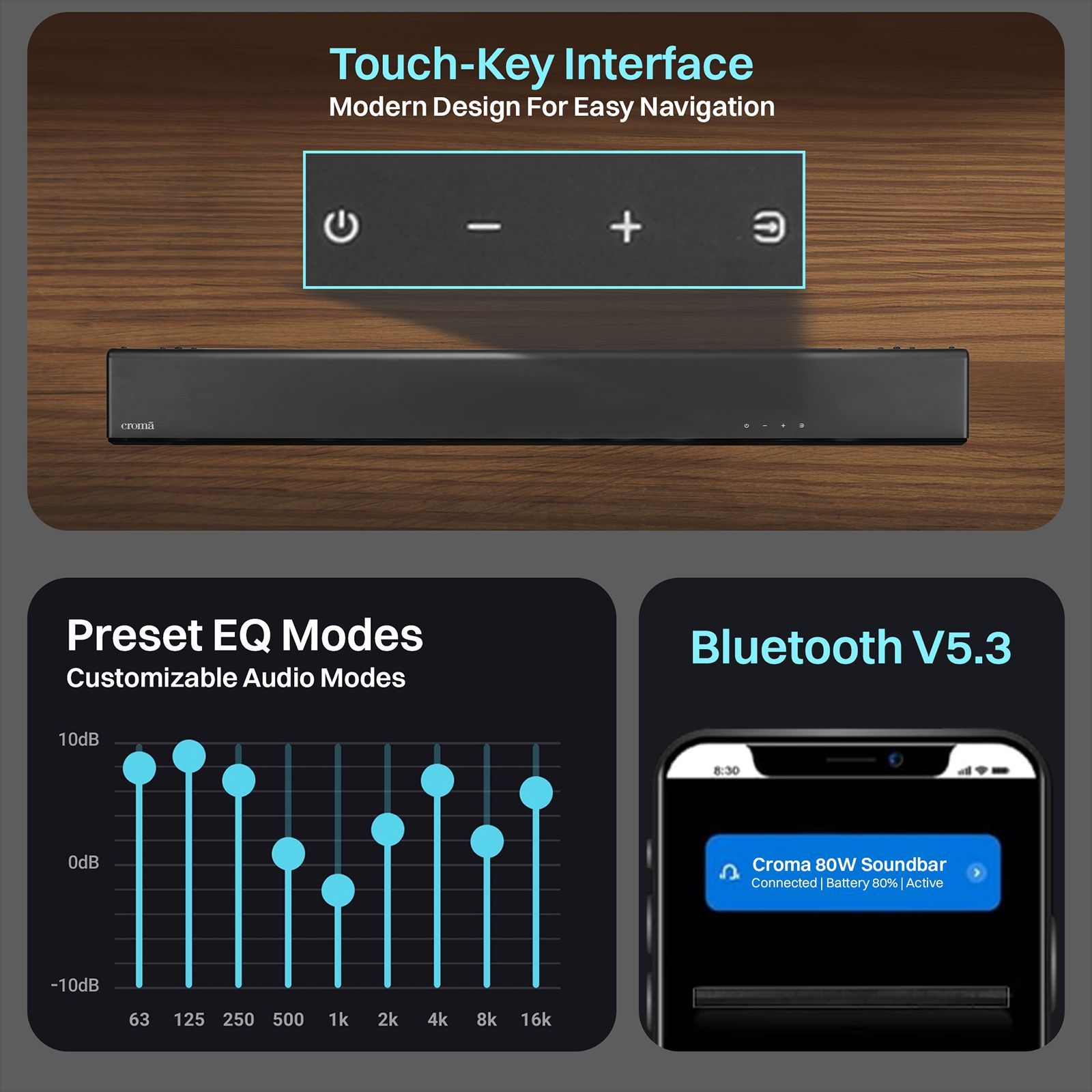 Croma 80W Bluetooth Soundbar with Remote (Surround Sound, 2.1 Channel, Black) Croma 80W Bluetooth Soundbar with Remote (Surround Sound, 2.1 Channel, Black)_13