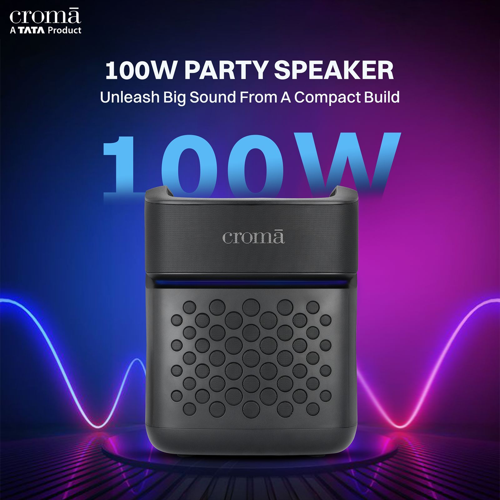 Croma 100W Bluetooth Party Speaker (RGB Party Lights, Black)_13