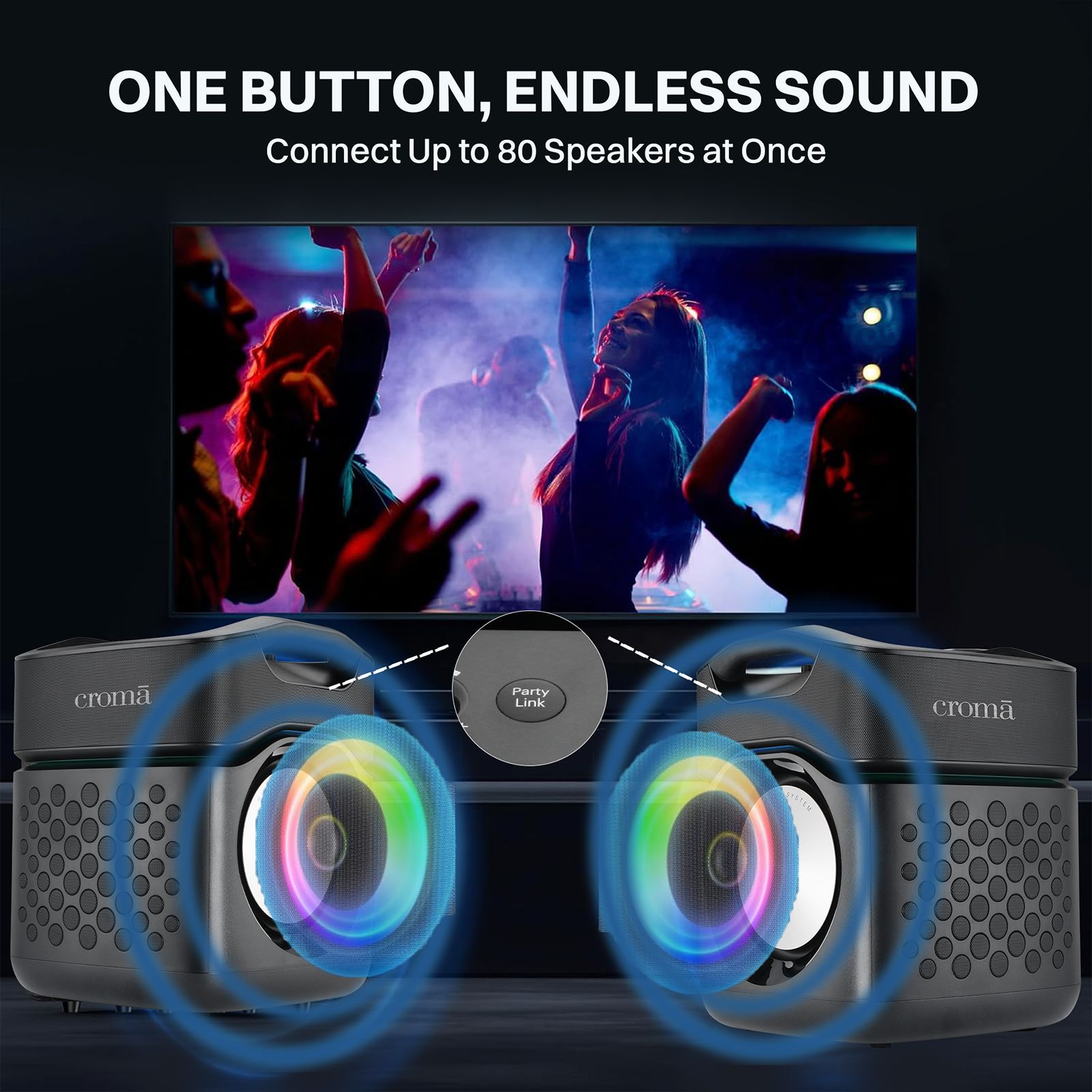 Croma 100W Bluetooth Party Speaker (RGB Party Lights, Black)_15