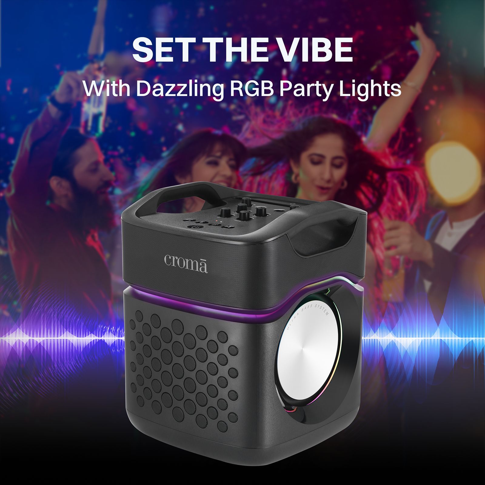 Croma 100W Bluetooth Party Speaker (RGB Party Lights, Black)_16