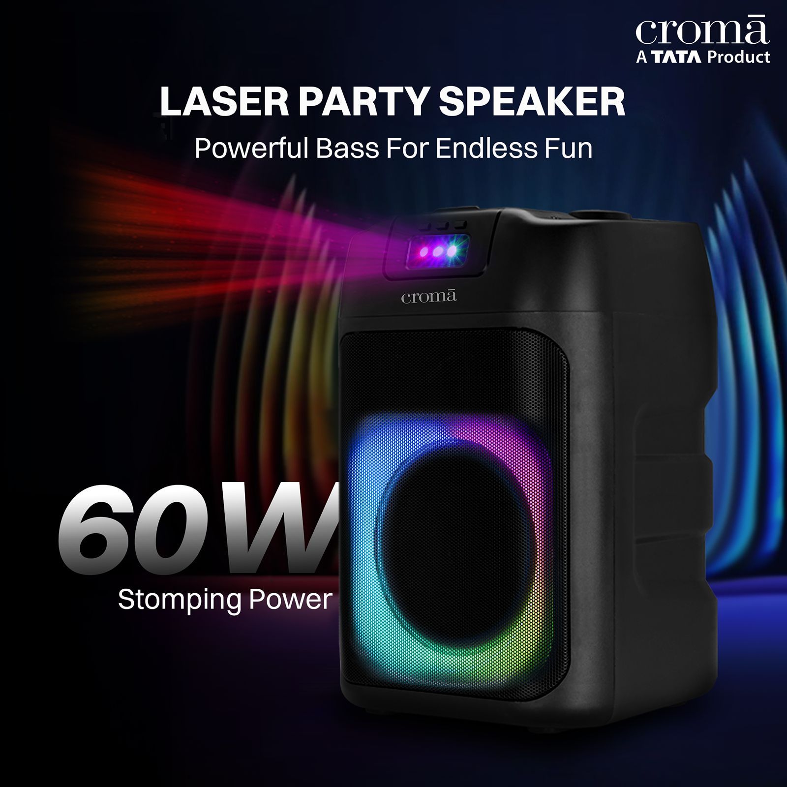 Croma 60 W Bluetooth Party Speaker with mic (TWS Function, Stereo Channel, Black) Croma 60 W Bluetooth Party Speaker with mic (TWS Function, Stereo Channel, Black)_15