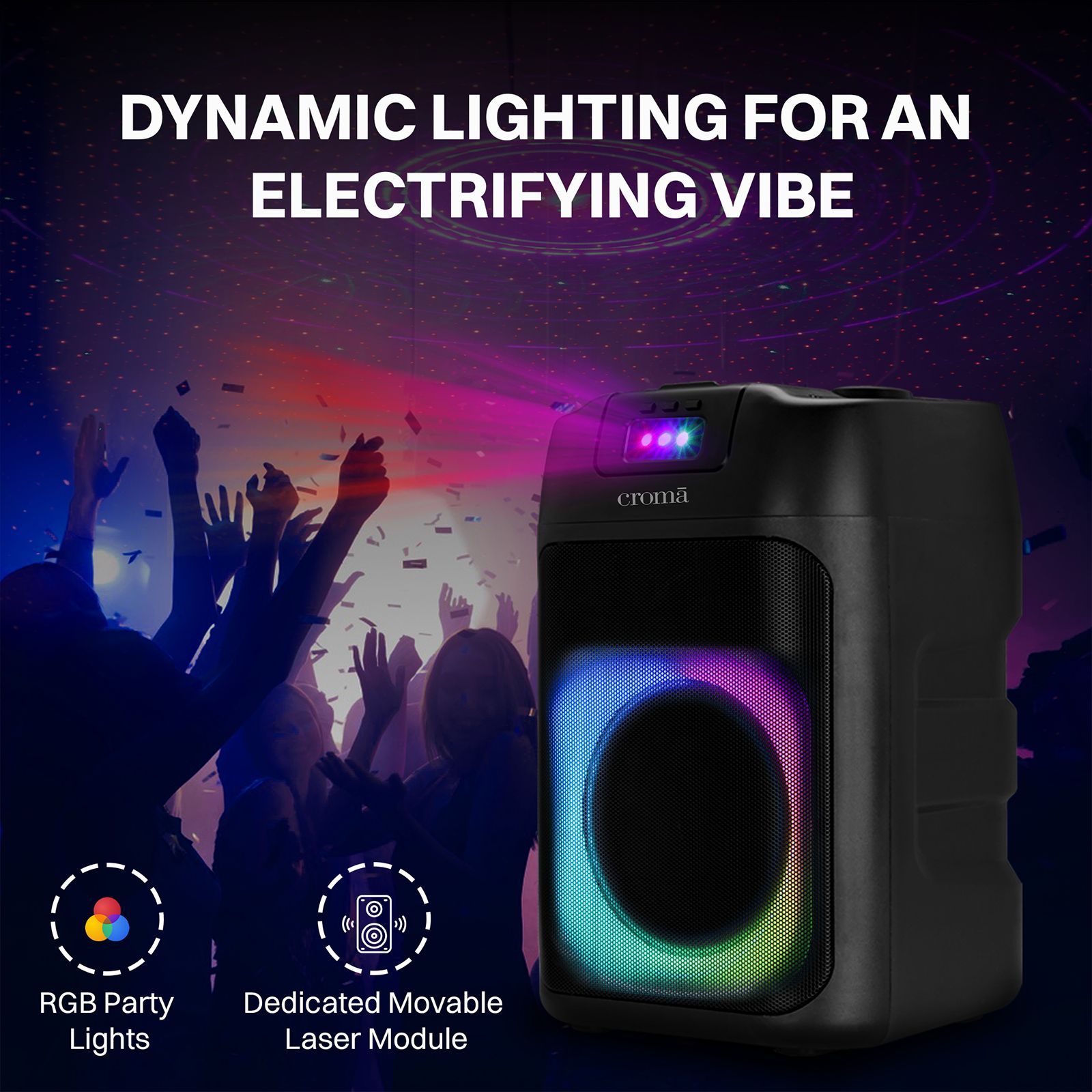 Croma 60 W Bluetooth Party Speaker with mic (TWS Function, Stereo Channel, Black) Croma 60 W Bluetooth Party Speaker with mic (TWS Function, Stereo Channel, Black)_16