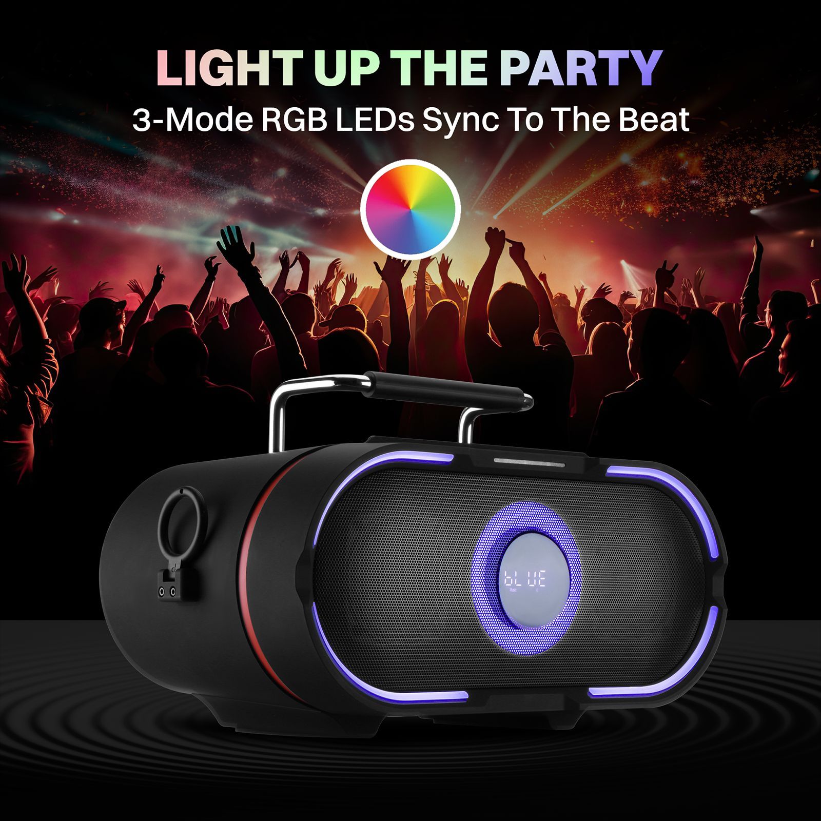 Croma 100W RMS Bluetooth Speaker (Echo Adjustment, 3 LED Modes, 2.0 Channel, Black)_6