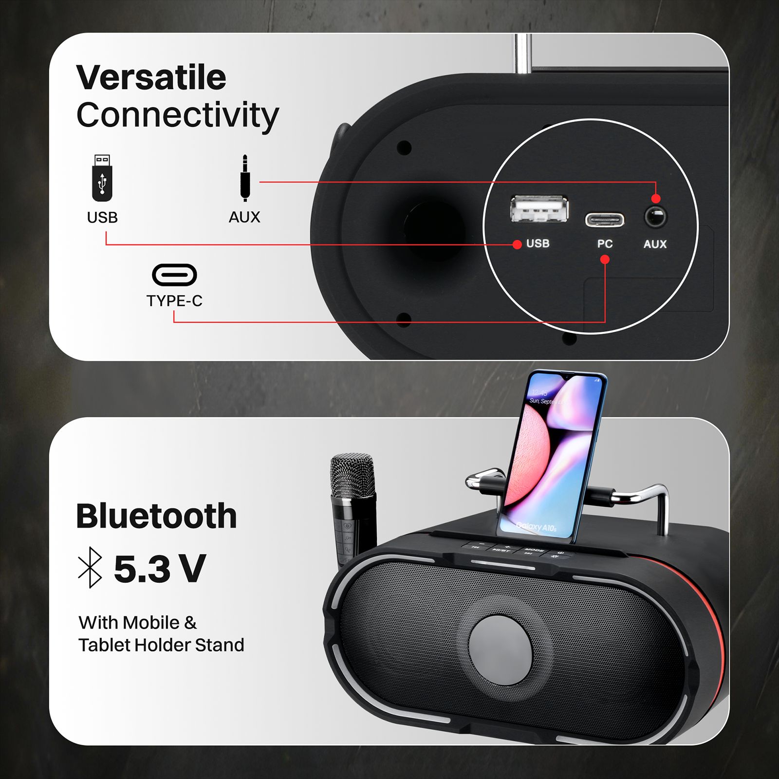 Croma 100W RMS Bluetooth Speaker (Echo Adjustment, 3 LED Modes, 2.0 Channel, Black)_7