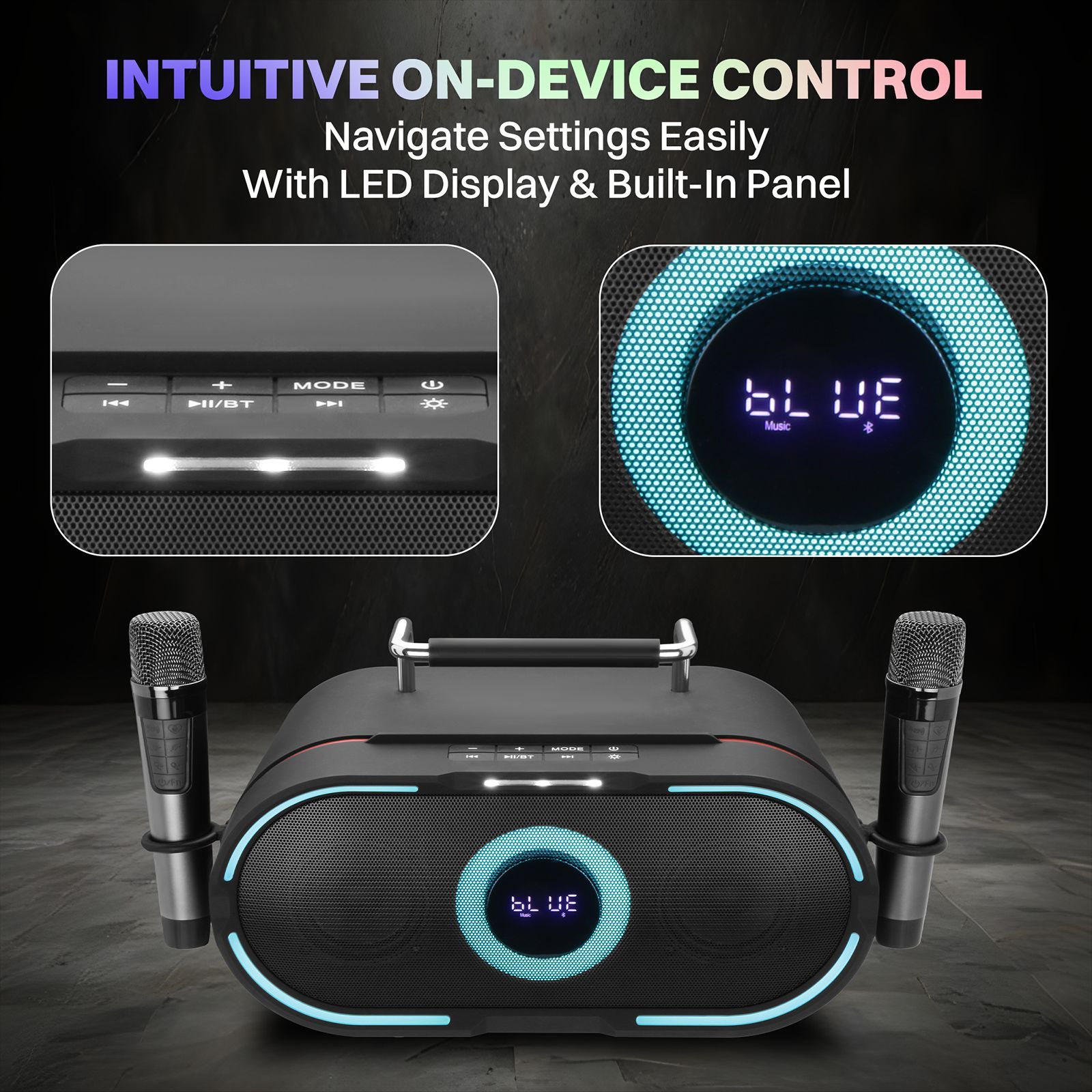 Croma 100W RMS Bluetooth Speaker (Echo Adjustment, 3 LED Modes, 2.0 Channel, Black)_8