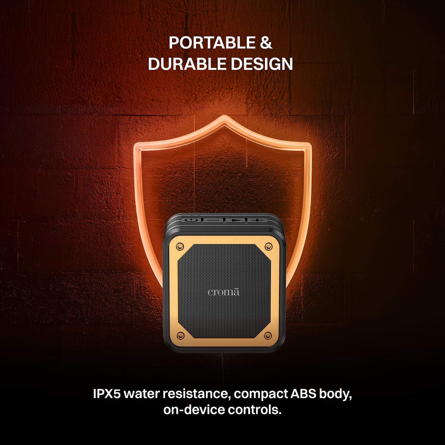 Croma 8W Portable Bluetooth Speaker (IPX5 Water Resistant, Built in Mic, Mono Channel, Black)_9