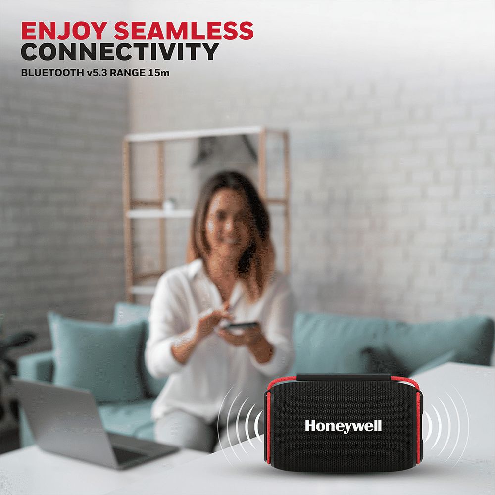 Honeywell Suono P400 15W Portable Bluetooth Speaker (IPX6 Water Proof, 10 Hours Playback Time, Black)_6
