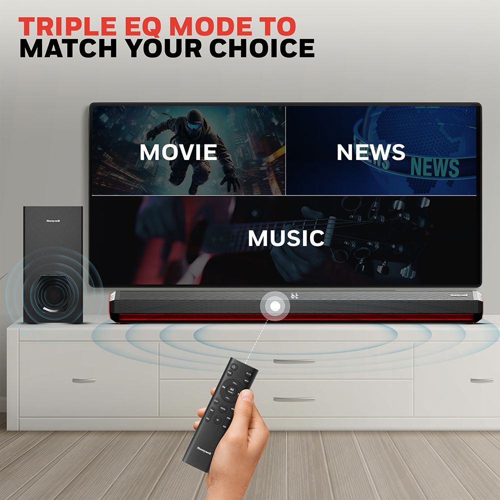 Honeywell Trueno U4000 240W Soundbar with Remote (3D Surround Sound, 2.1 Channel, Black)_11