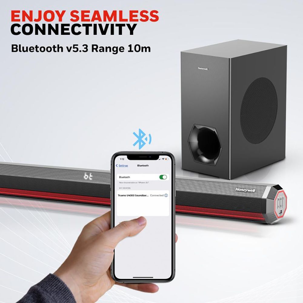 Honeywell Trueno U4000 240W Soundbar with Remote (3D Surround Sound, 2.1 Channel, Black)_5