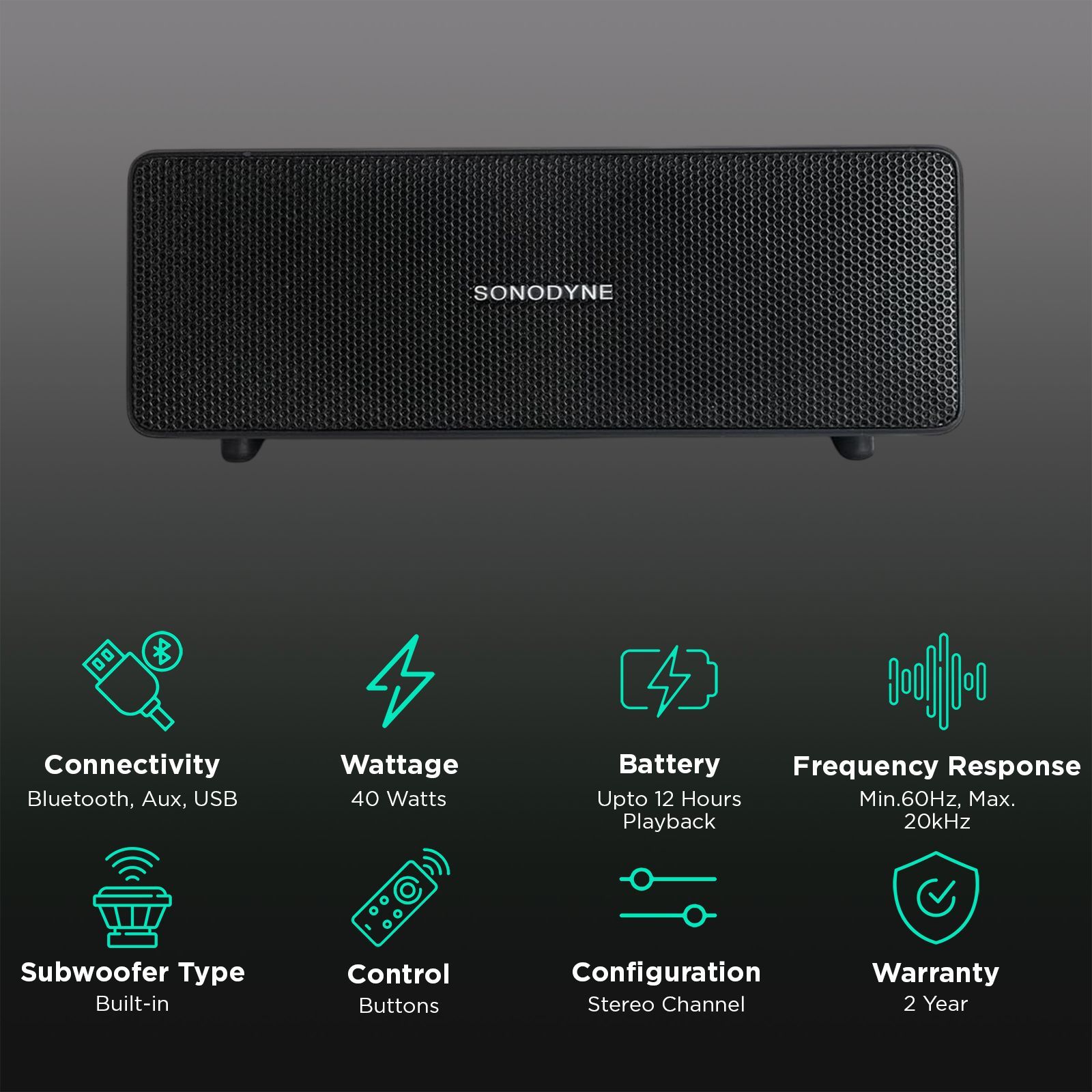 Sonodyne Antara 40W Portable Bluetooth Speaker (IP65 Water Resistant, Duet Mode, Stereo Channel, Black) Sonodyne Antara 40W Portable Bluetooth Speaker (IP65 Water Resistant, Duet Mode, Stereo Channel, Black)_2