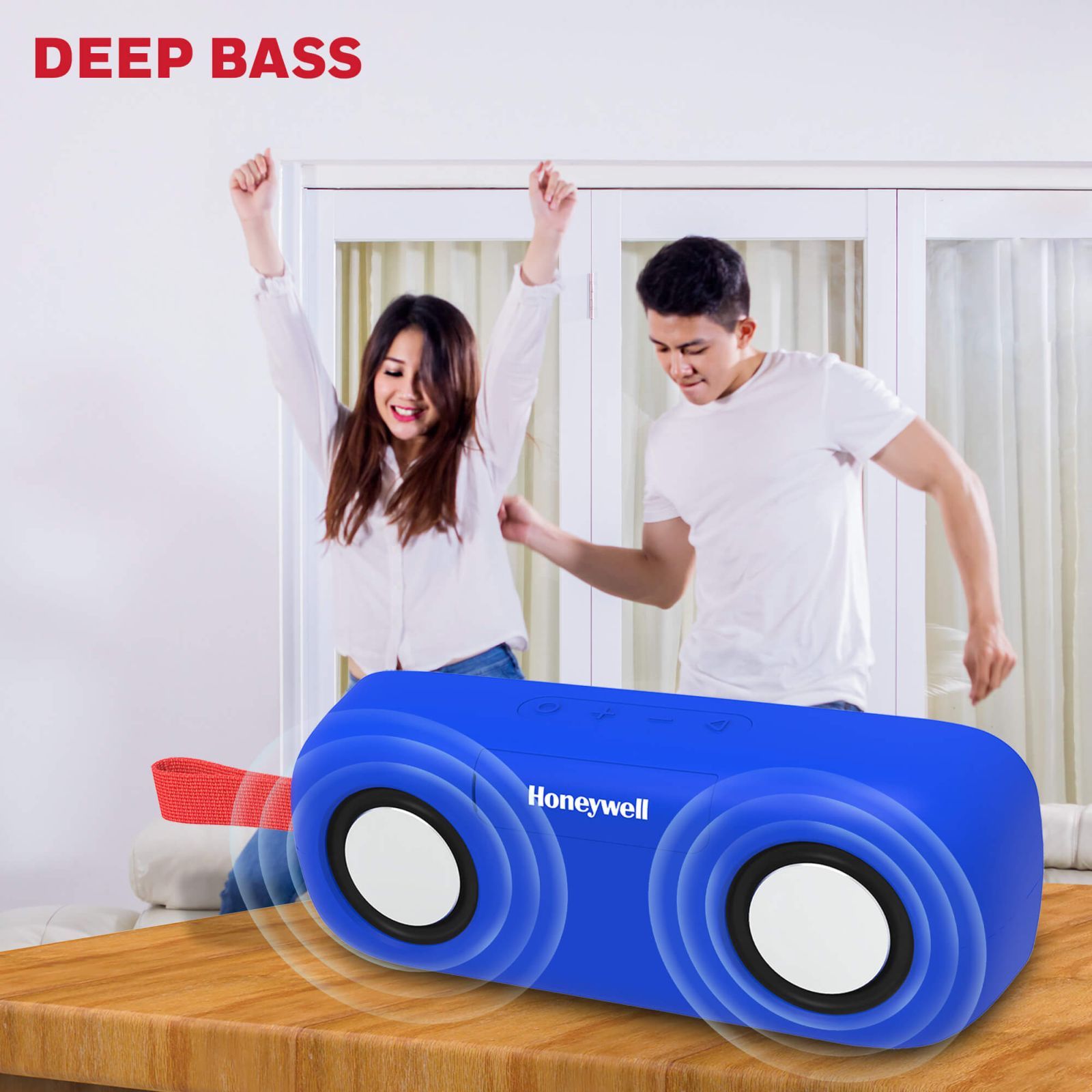 Honeywell Trueno U300 20W Portable Bluetooth Speaker (IPX6 Water Resistant, Deep Bass Radiators, Stereo Channel, Blue)_6