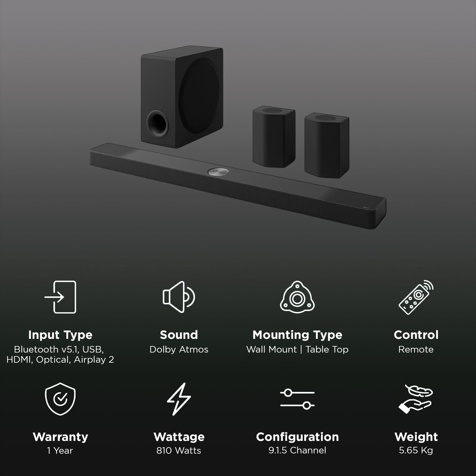 LG S95TR 810W Bluetooth Soundbar with Remote (Dolby Atmos, 9.1.5 Channel, Black)_2