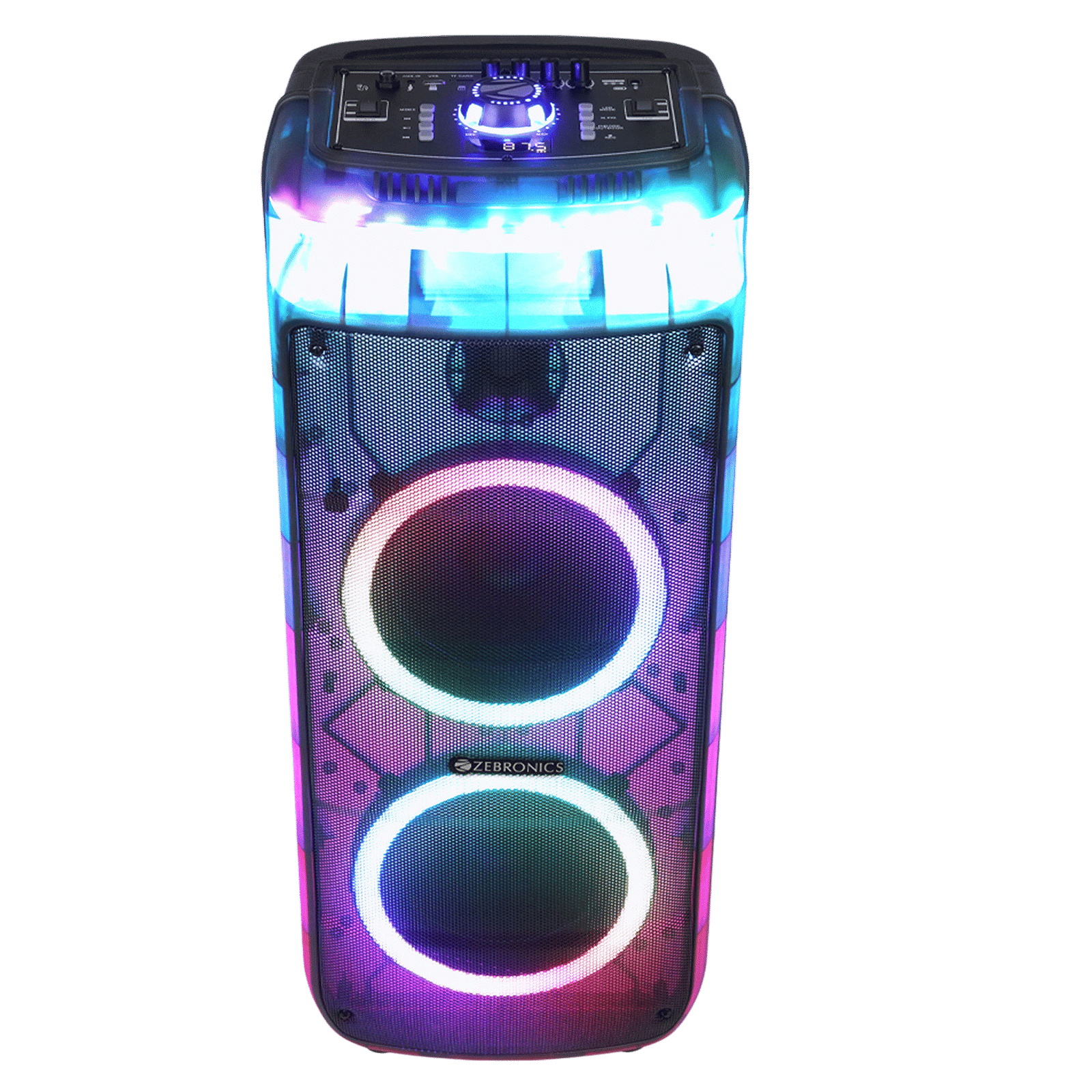 ZEBRONICS Zeb Glow Box 8B 160W Bluetooth Party Speaker wit Mic (RGB Lights with Control Switch, Hi-Fi Party Speaker, Black) ZEBRONICS Zeb Glow Box 8B 160W Bluetooth Party Speaker wit Mic (RGB Lights with Control Switch, Hi-Fi Party Speaker, Black)_1