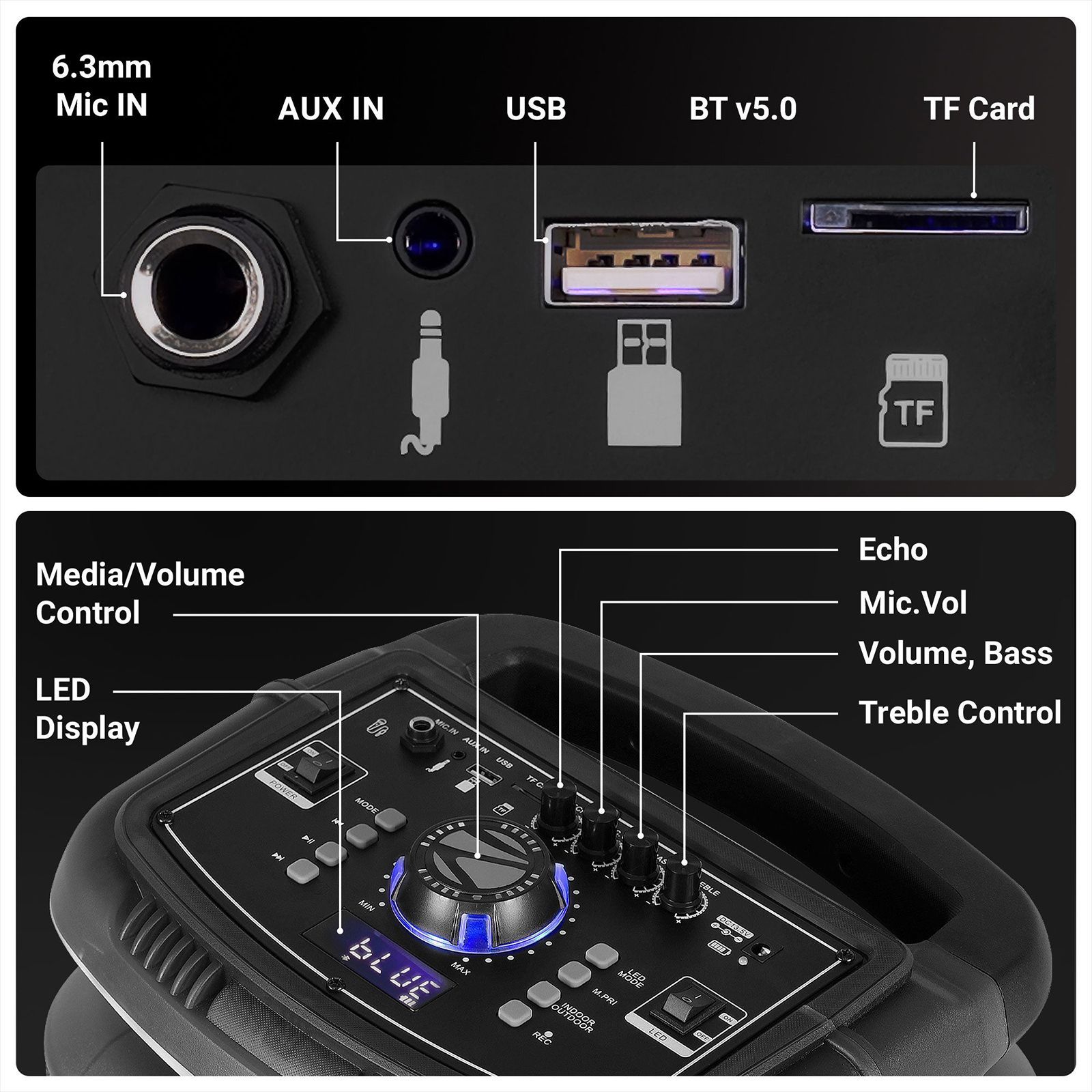 ZEBRONICS Zeb Glow Box 8B 160W Bluetooth Party Speaker wit Mic (RGB Lights with Control Switch, Hi-Fi Party Speaker, Black) ZEBRONICS Zeb Glow Box 8B 160W Bluetooth Party Speaker wit Mic (RGB Lights with Control Switch, Hi-Fi Party Speaker, Black)_6