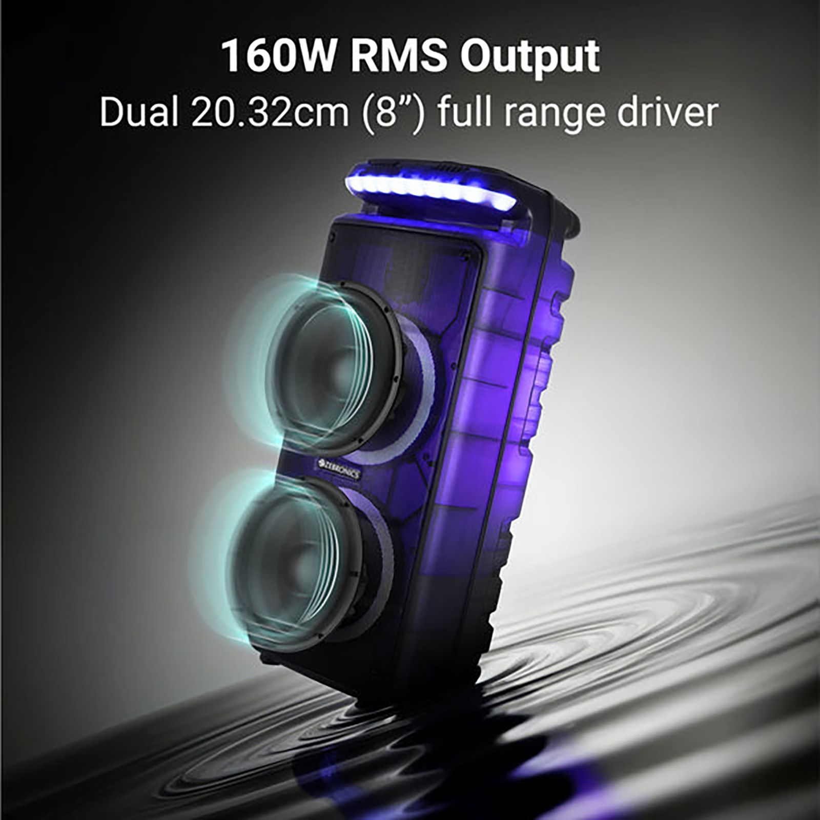 ZEBRONICS Zeb Glow Box 8B 160W Bluetooth Party Speaker wit Mic (RGB Lights with Control Switch, Hi-Fi Party Speaker, Black) ZEBRONICS Zeb Glow Box 8B 160W Bluetooth Party Speaker wit Mic (RGB Lights with Control Switch, Hi-Fi Party Speaker, Black)_5