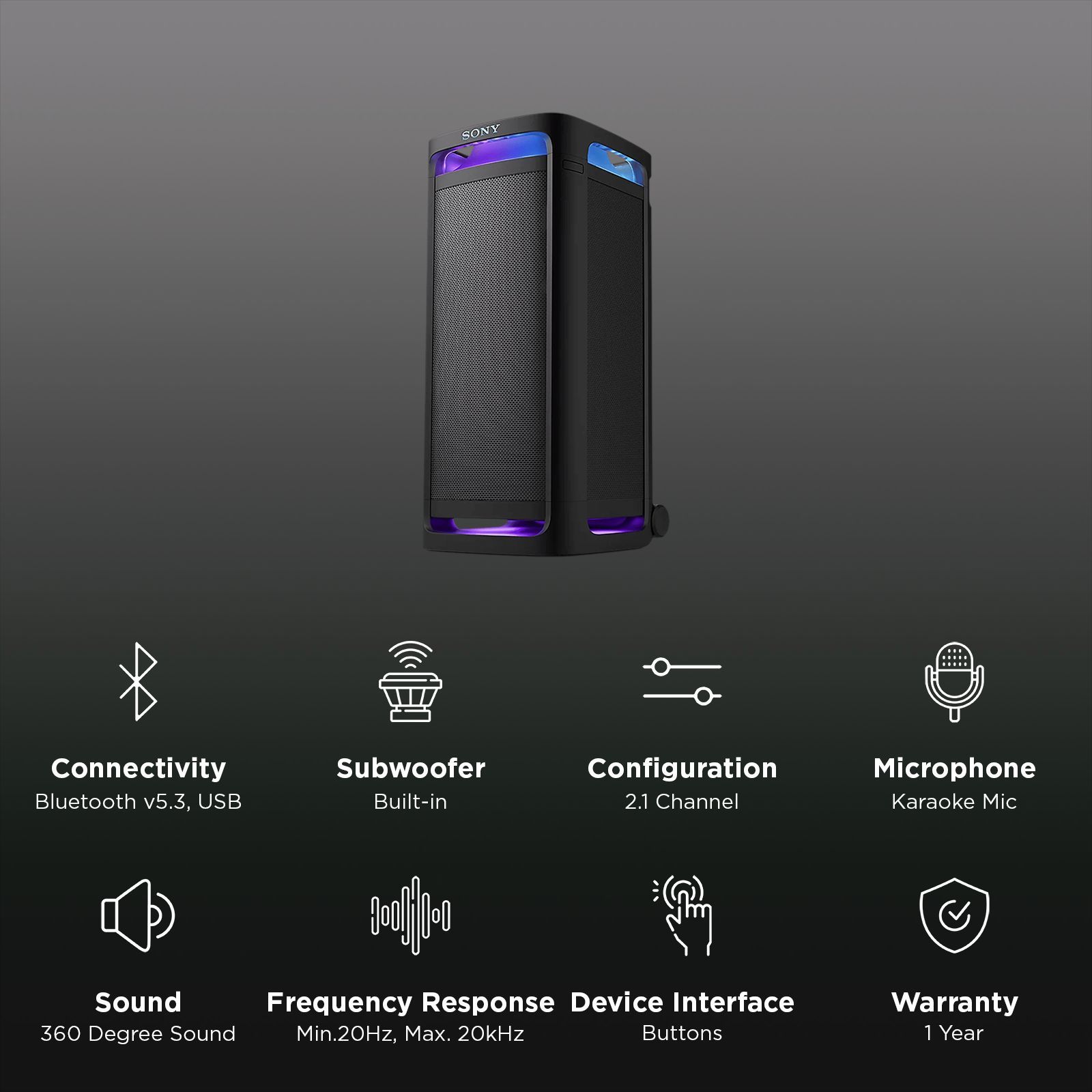 SONY ULT TOWER 9AC Bluetooth Party Speaker (TV Sound Booster, 2.1 Channel, Black)_2