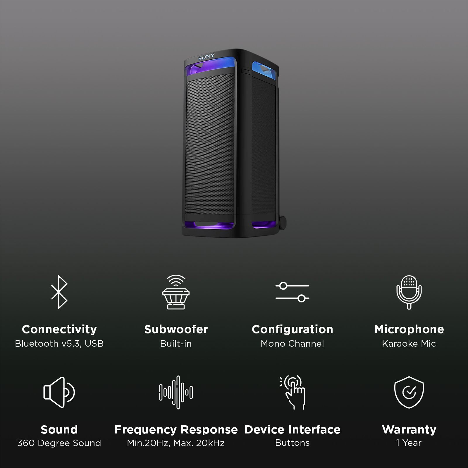 SONY ULT TOWER 9 Bluetooth Party Speaker (TV Sound Booster, Mono Channel, Black)_2